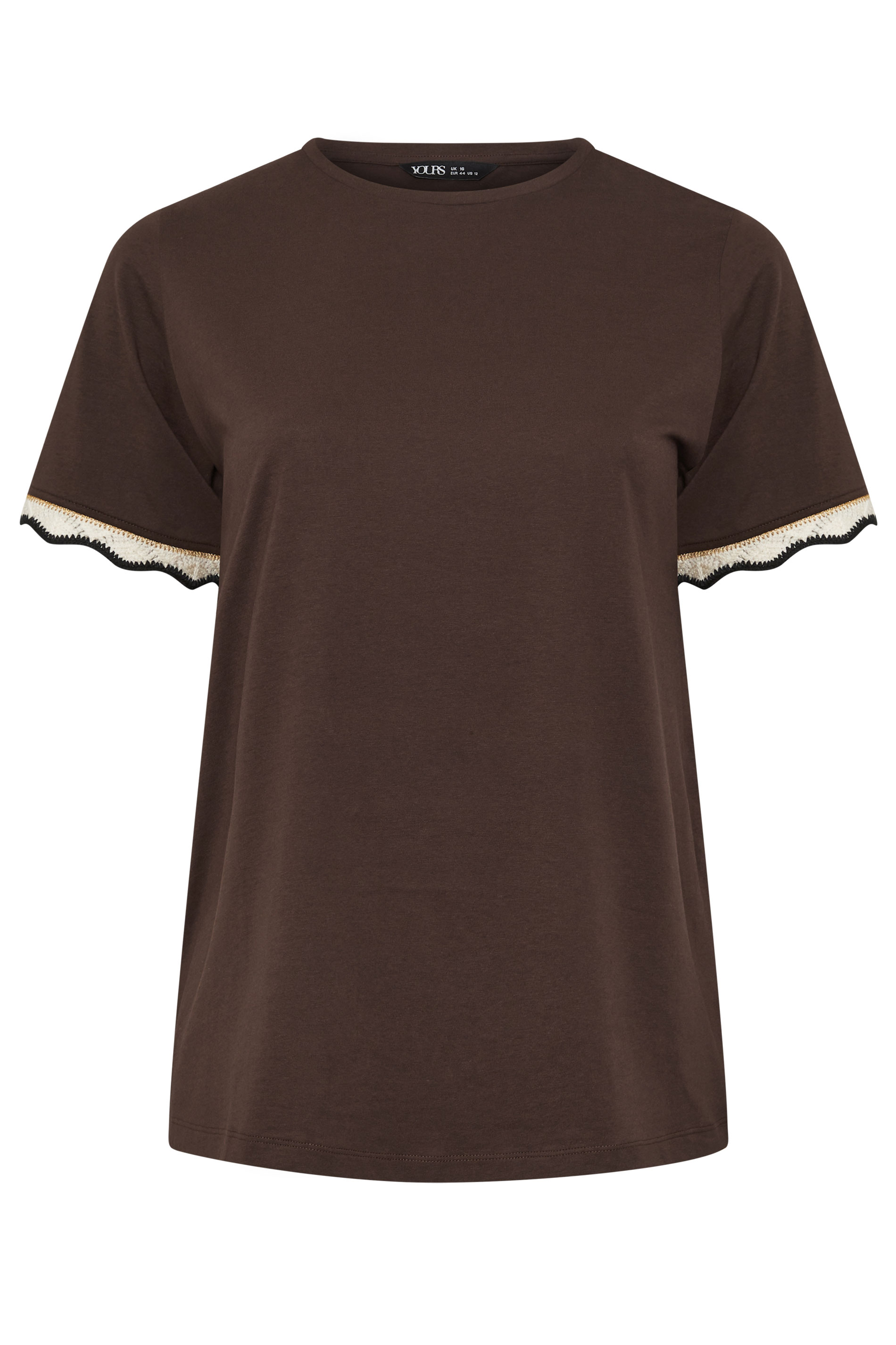 YOURS Plus Size Burnt Metallic Crochet Trim T-Shirt | Yours Clothing 5