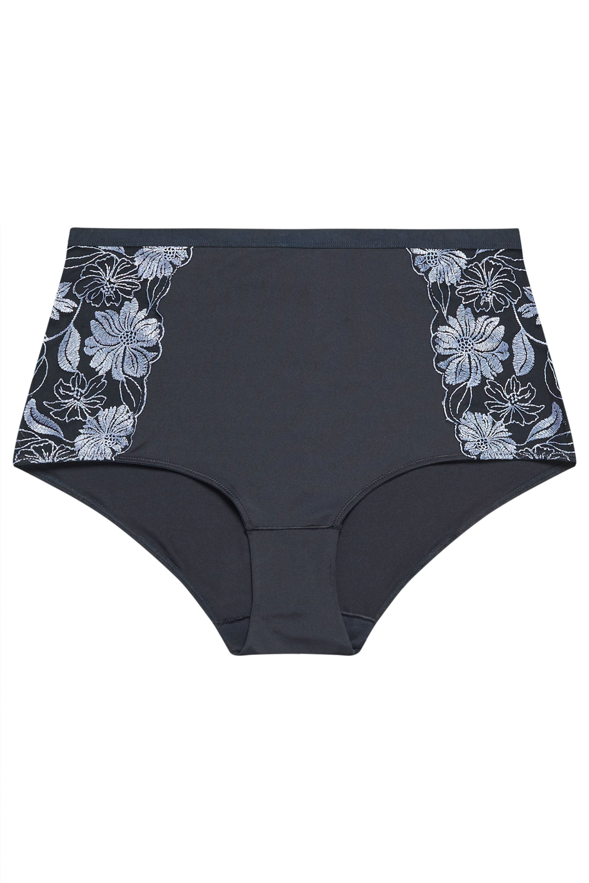 YOURS Curve Navy Blue Floral Embroidered Full Briefs | Yours Clothing 5