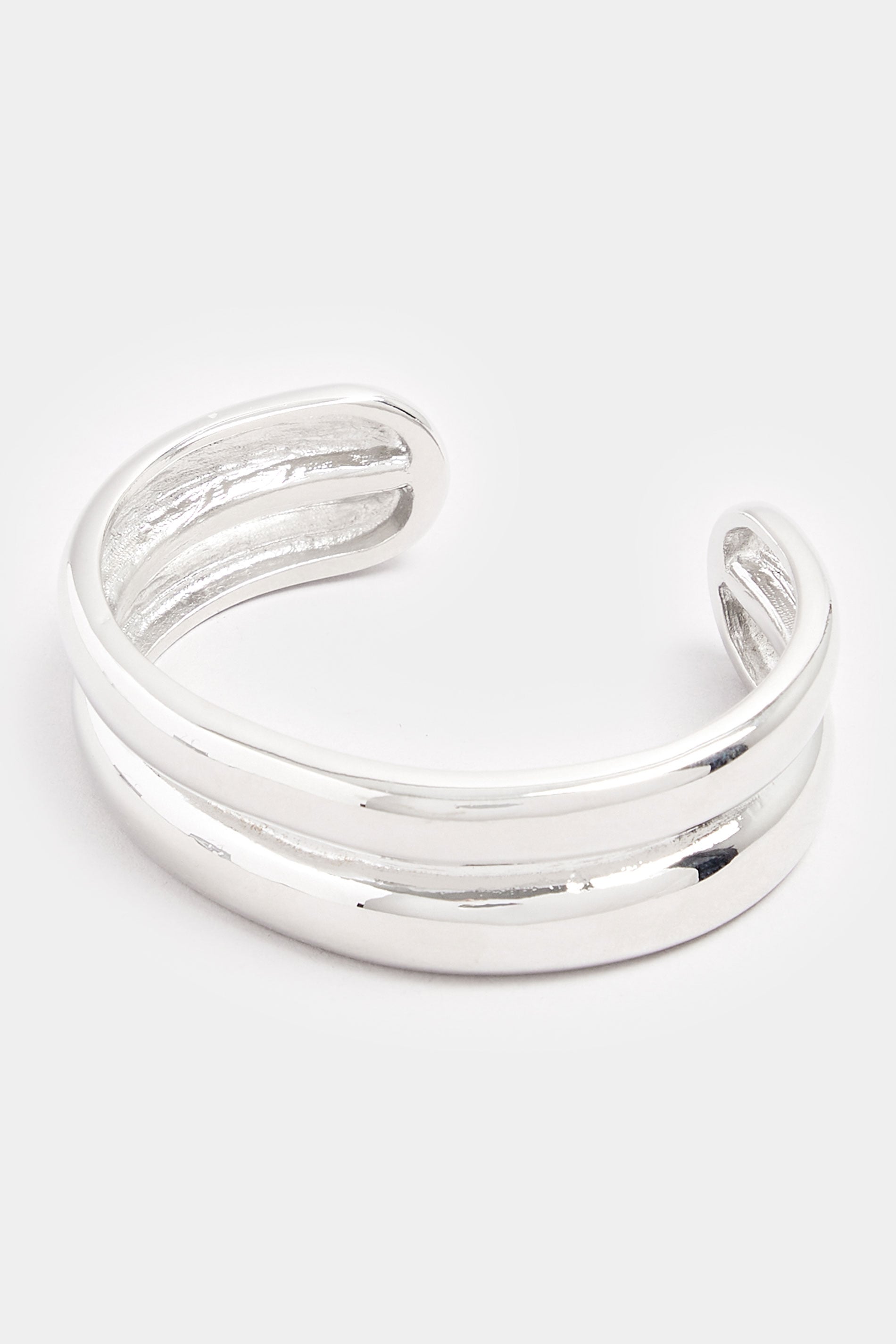 Silver Tone Double Cuff Bracelet | Yours Clothing  3