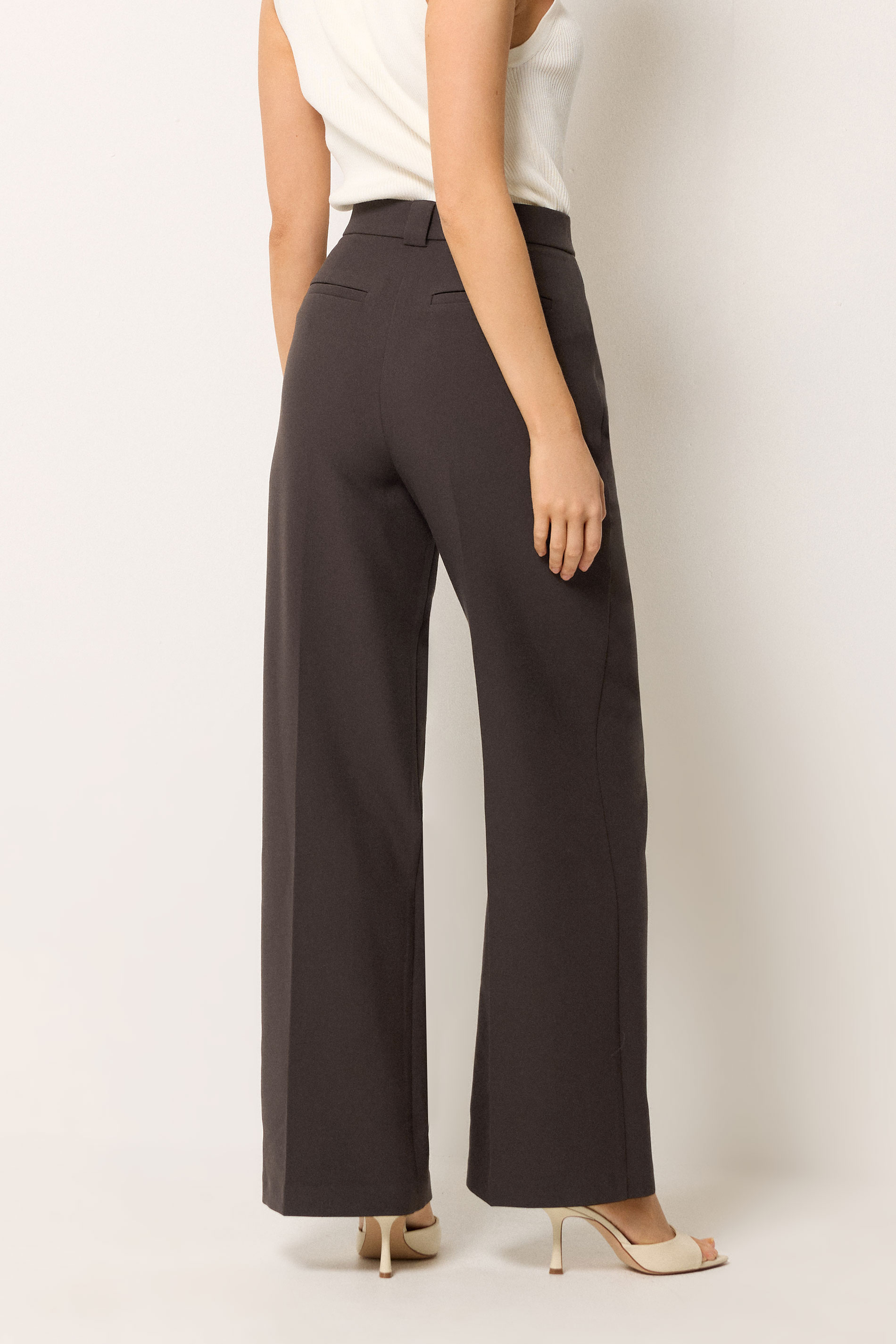 STAR Chocolate Brown Tailored Wide Leg Trousers | StarByJM 2