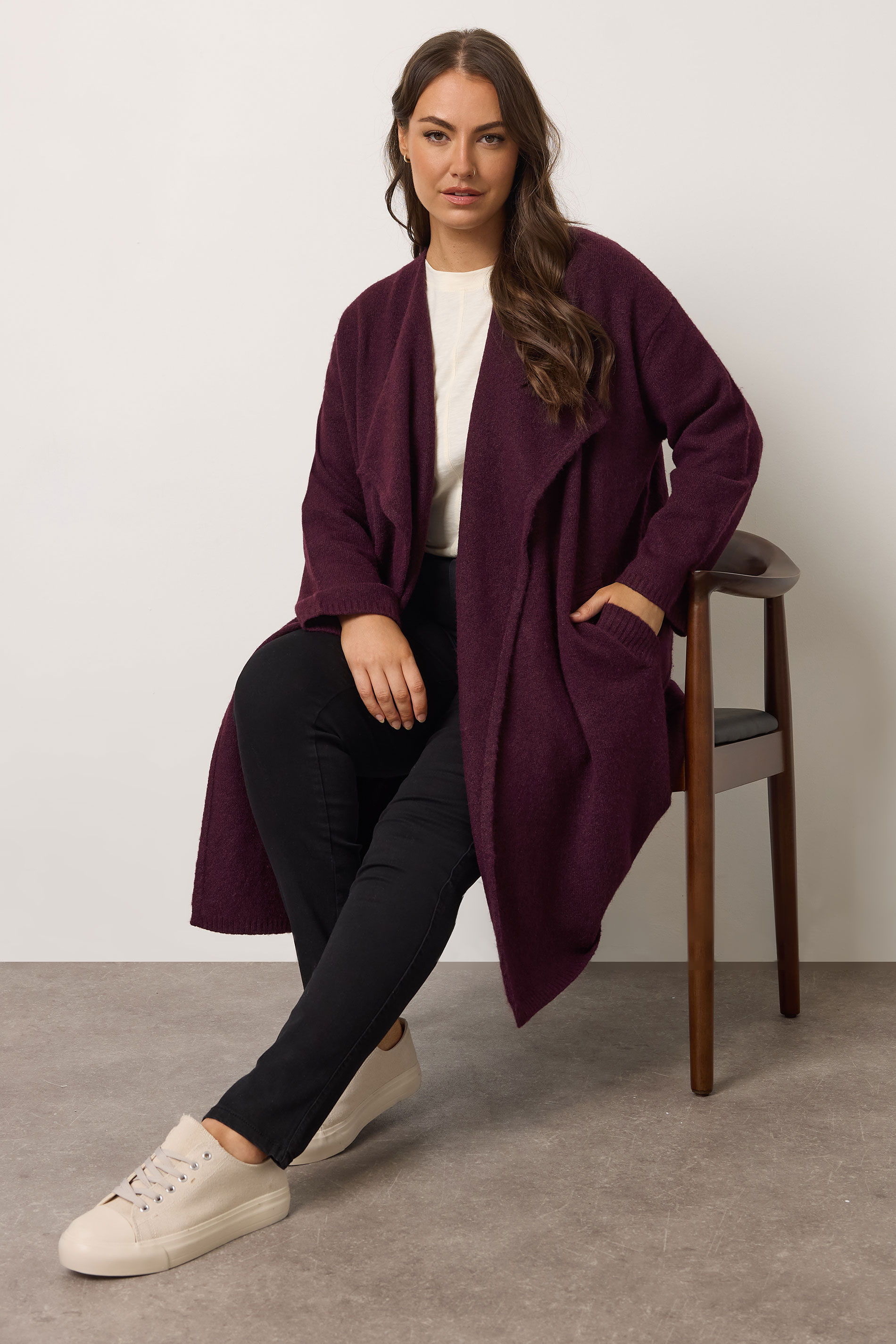 EVANS Plus Size Burgundy Red Premium Waterfall Coatigan | Evans  5