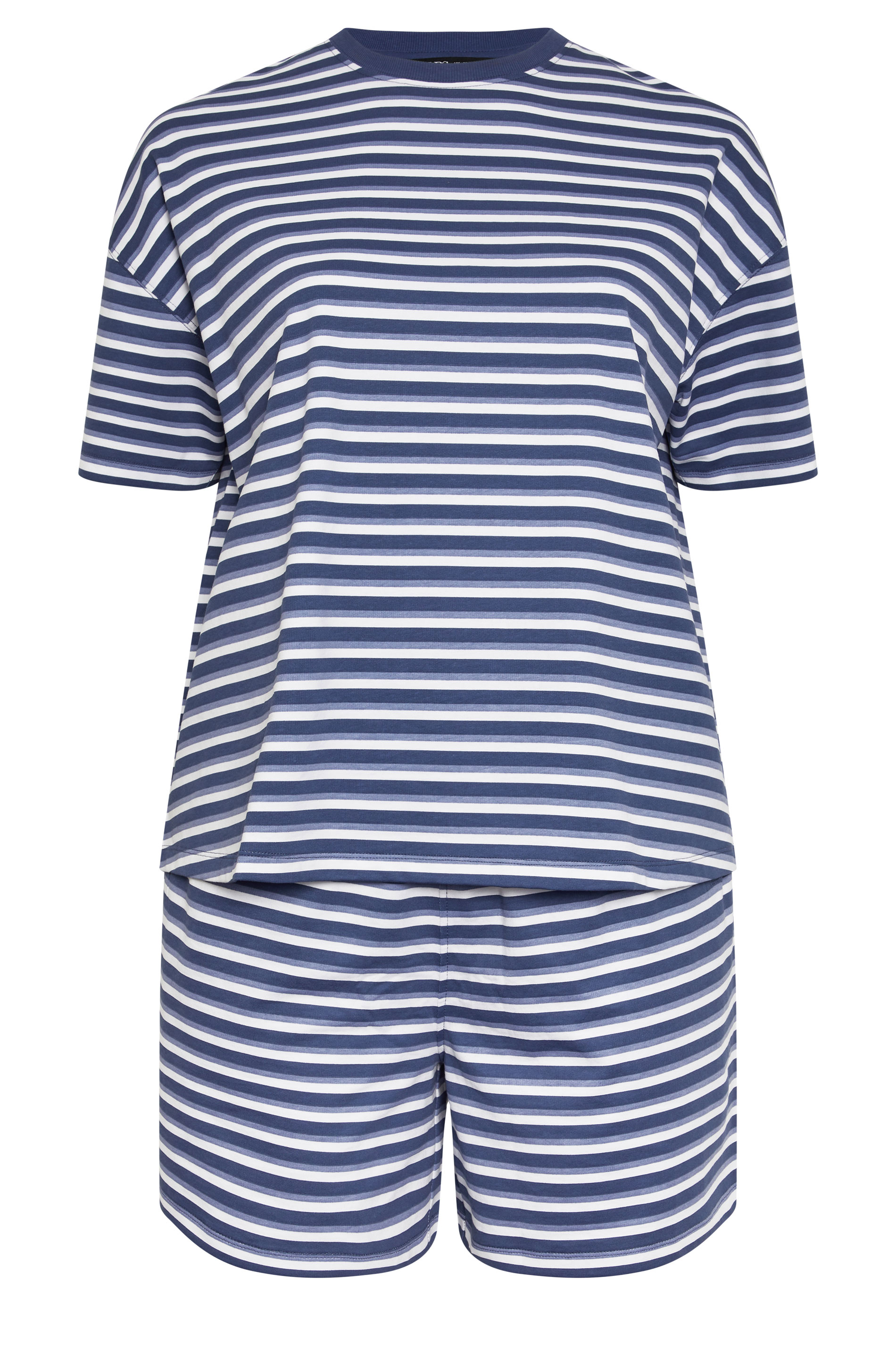 YOURS Plus Size Blue Stripe T-Shirt & Shorts Co-ord | Yours Clothing 6