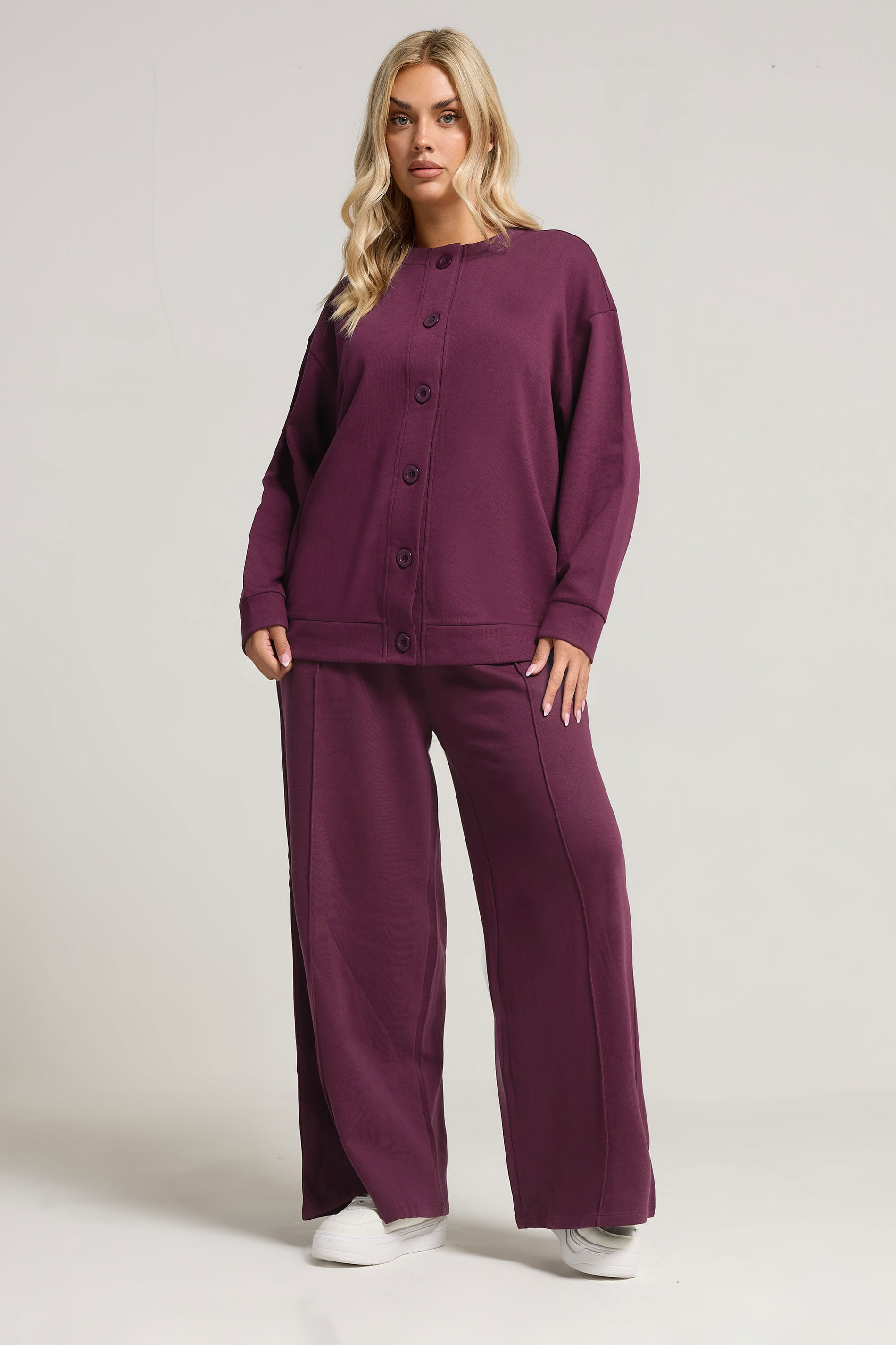 YOURS Plus Size Burgundy Red Button Cardigan | Yours Clothing 1