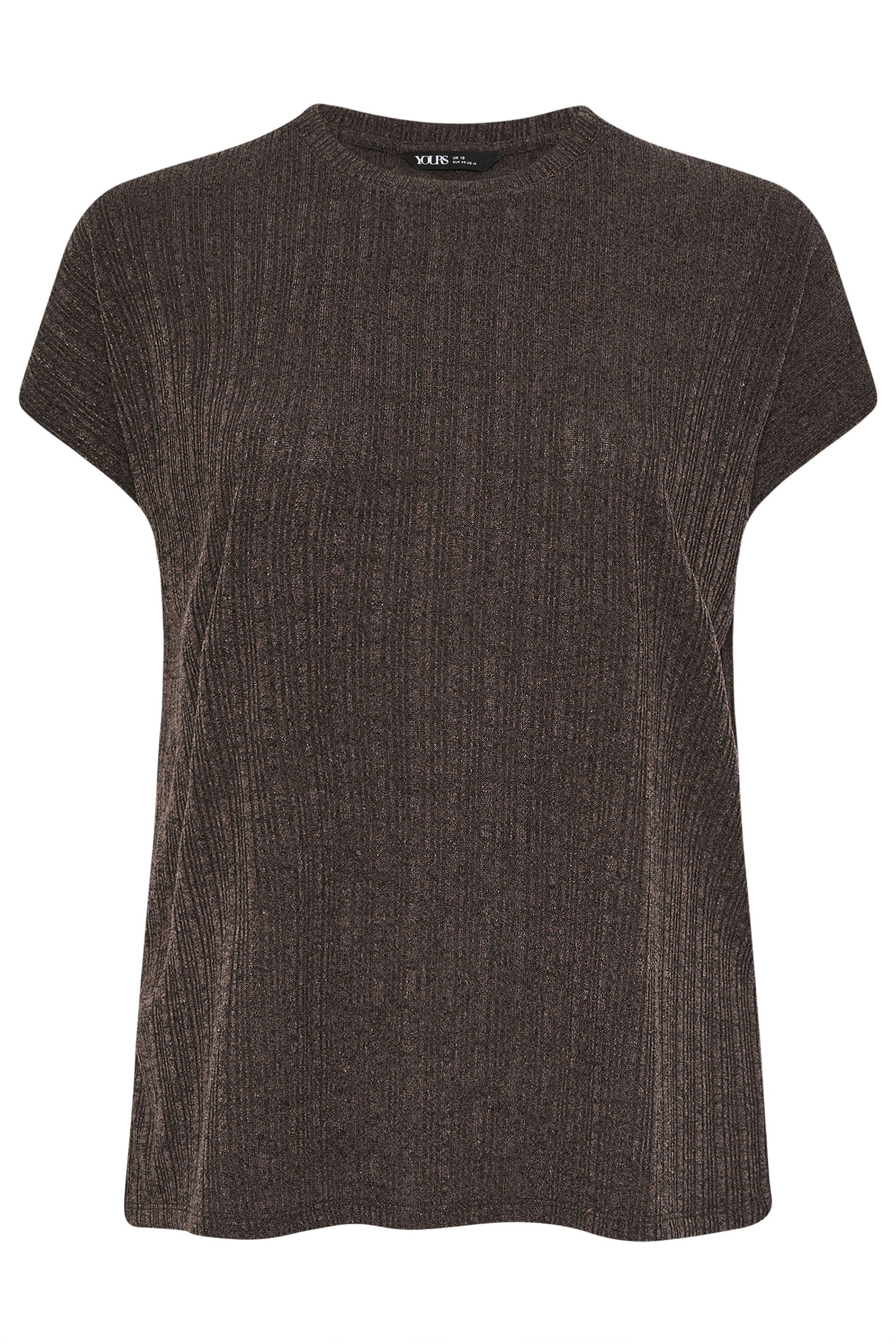 YOURS Plus Size Chocolate Brown Knitted T-Shirt | Yours Clothing 5