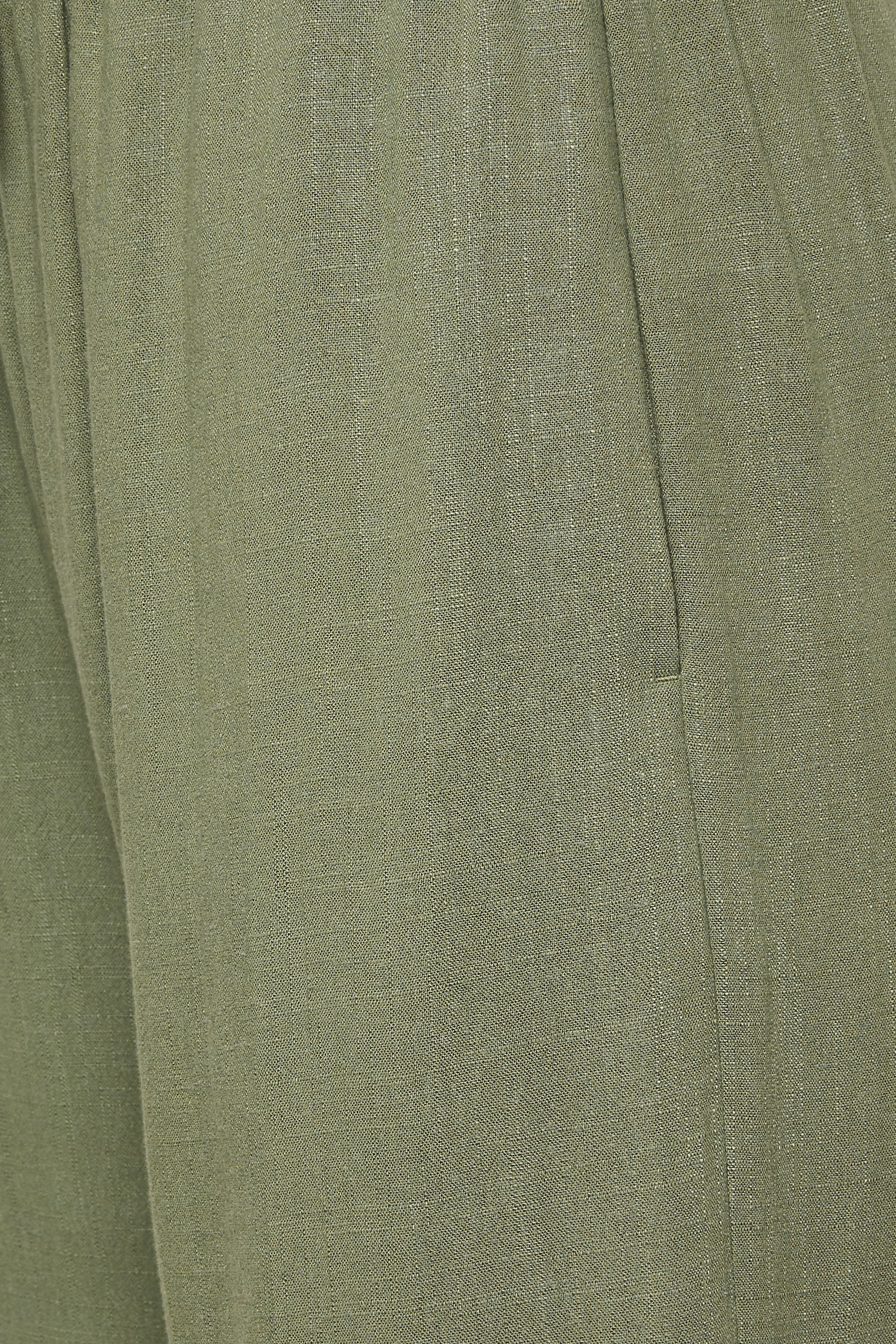 LTS Tall Women's Khaki Green Linen Tie Waist Cropped Trousers | Long Tall Sally  1
