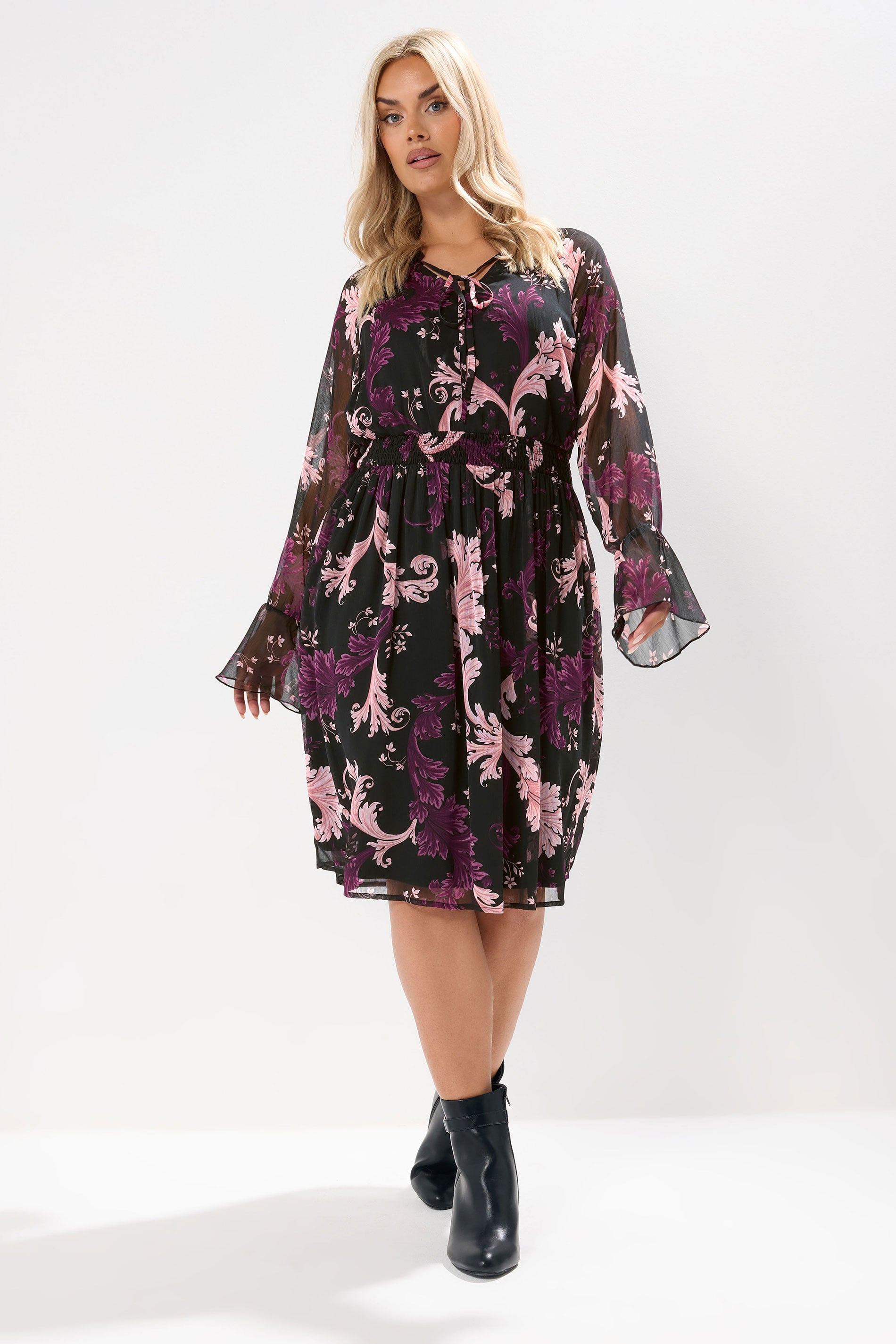 YOURS Plus Size Black Paisley Print Midi Dress | Yours Clothing 3
