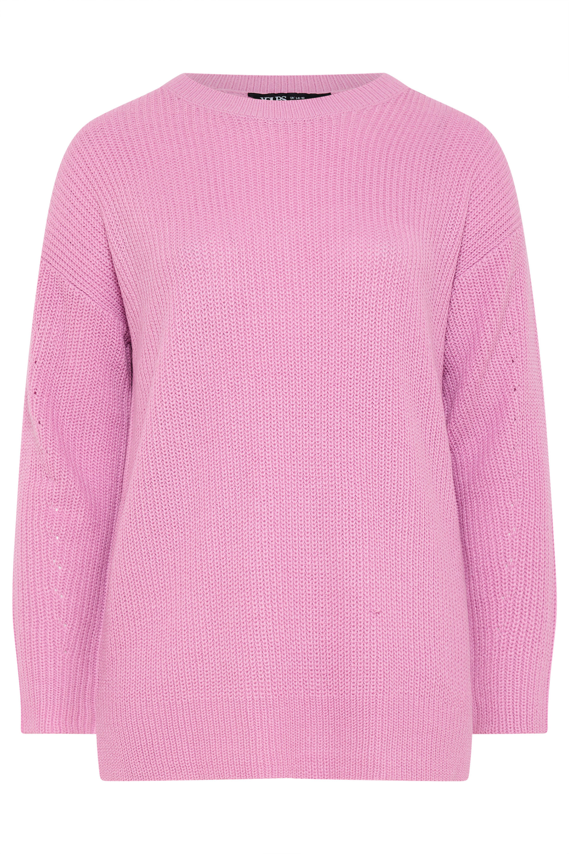 YOURS Plus Size Pink Drop Shoulder Knitted Jumper | Yours Clothing 5