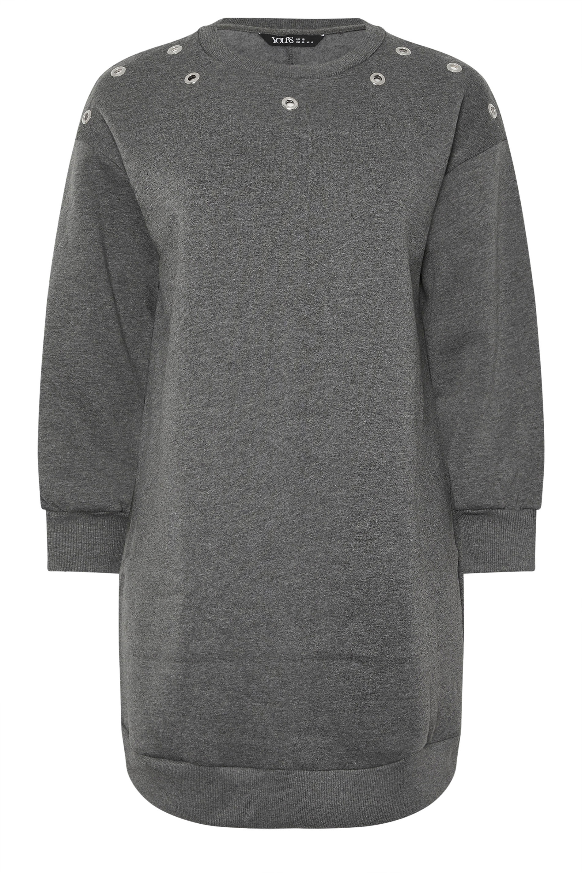 YOURS Plus Size Grey Eyelet Sweatshirt Dress | Yours Clothing 5