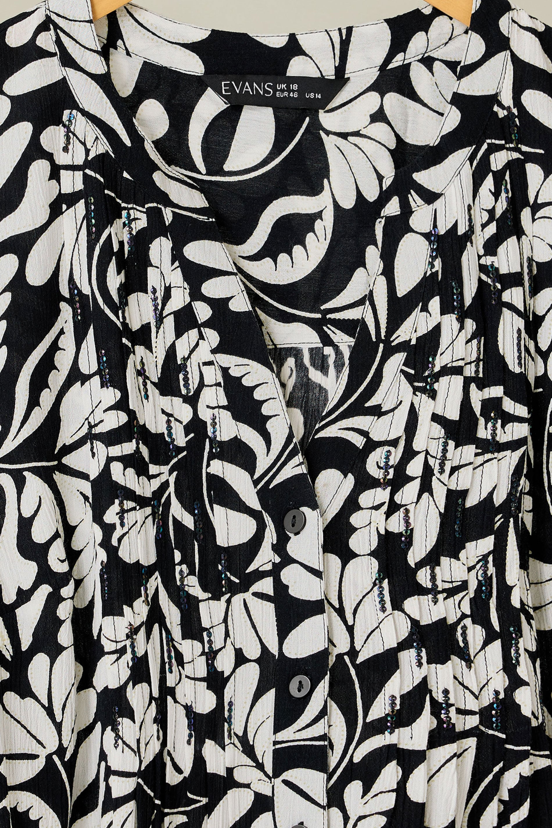 EVANS Plus Size Black Floral Print Pintuck Blouse | Evans 7