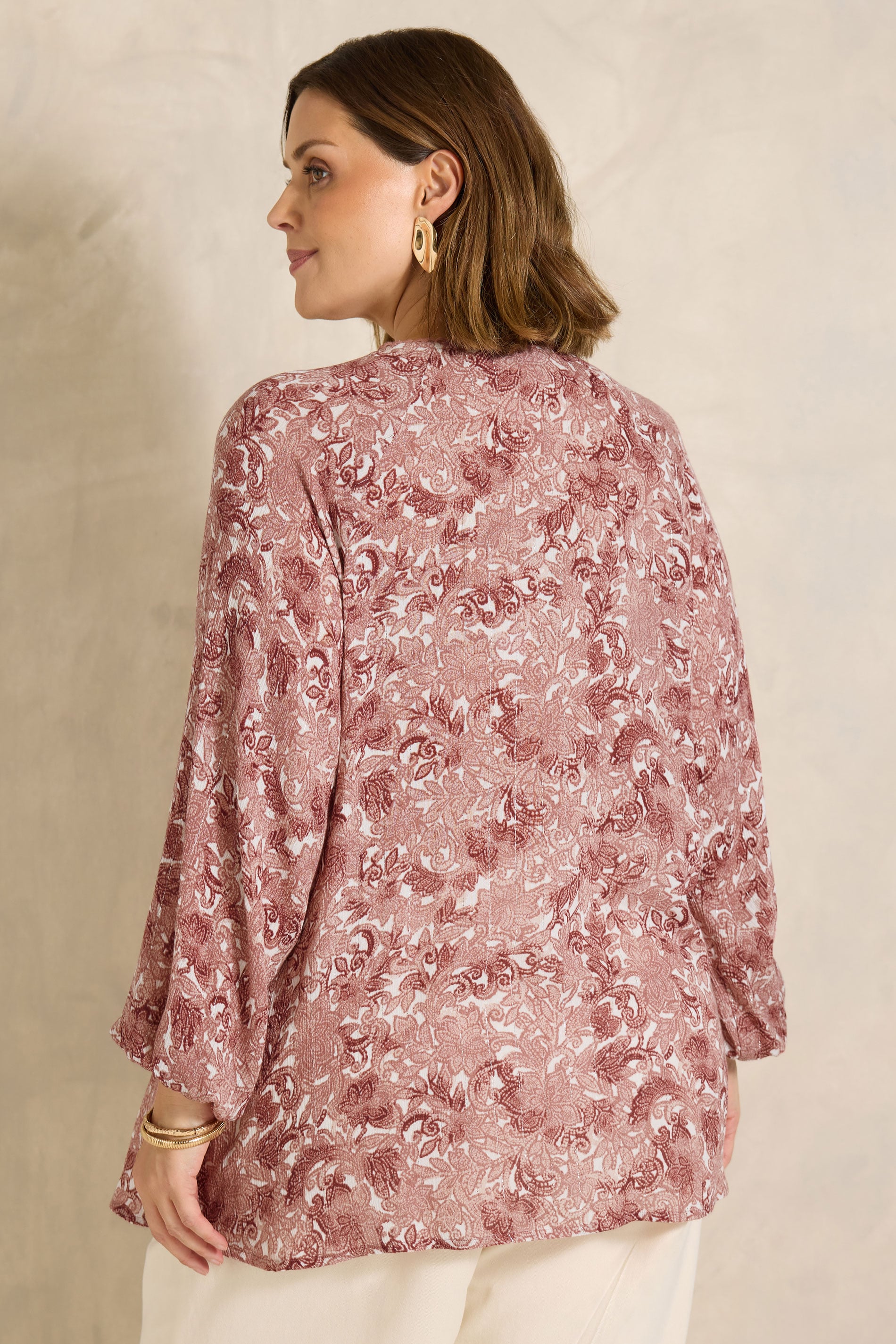EVANS Plus Size Pink Paisley Long Sleeve Blouse | Evans 2