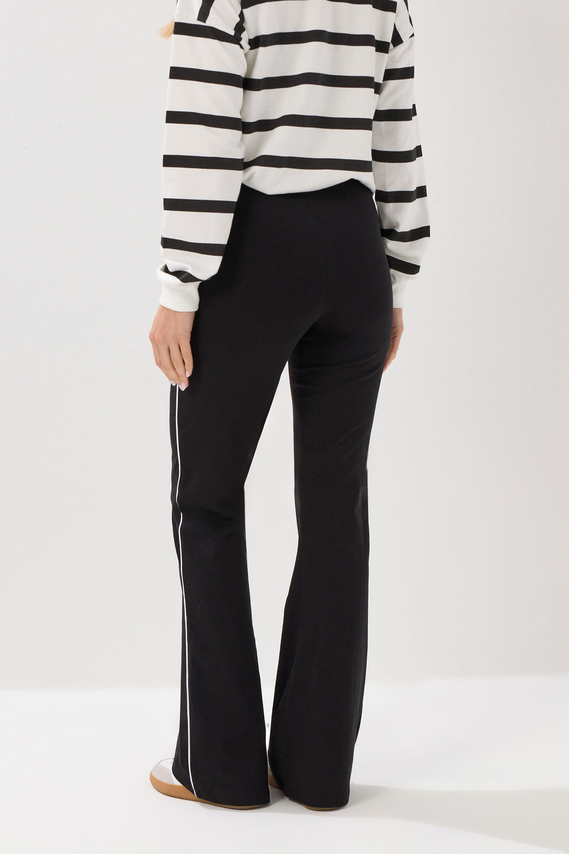 LTS Tall Black Striped Kick Flare Leggings | Long Tall Sally 2