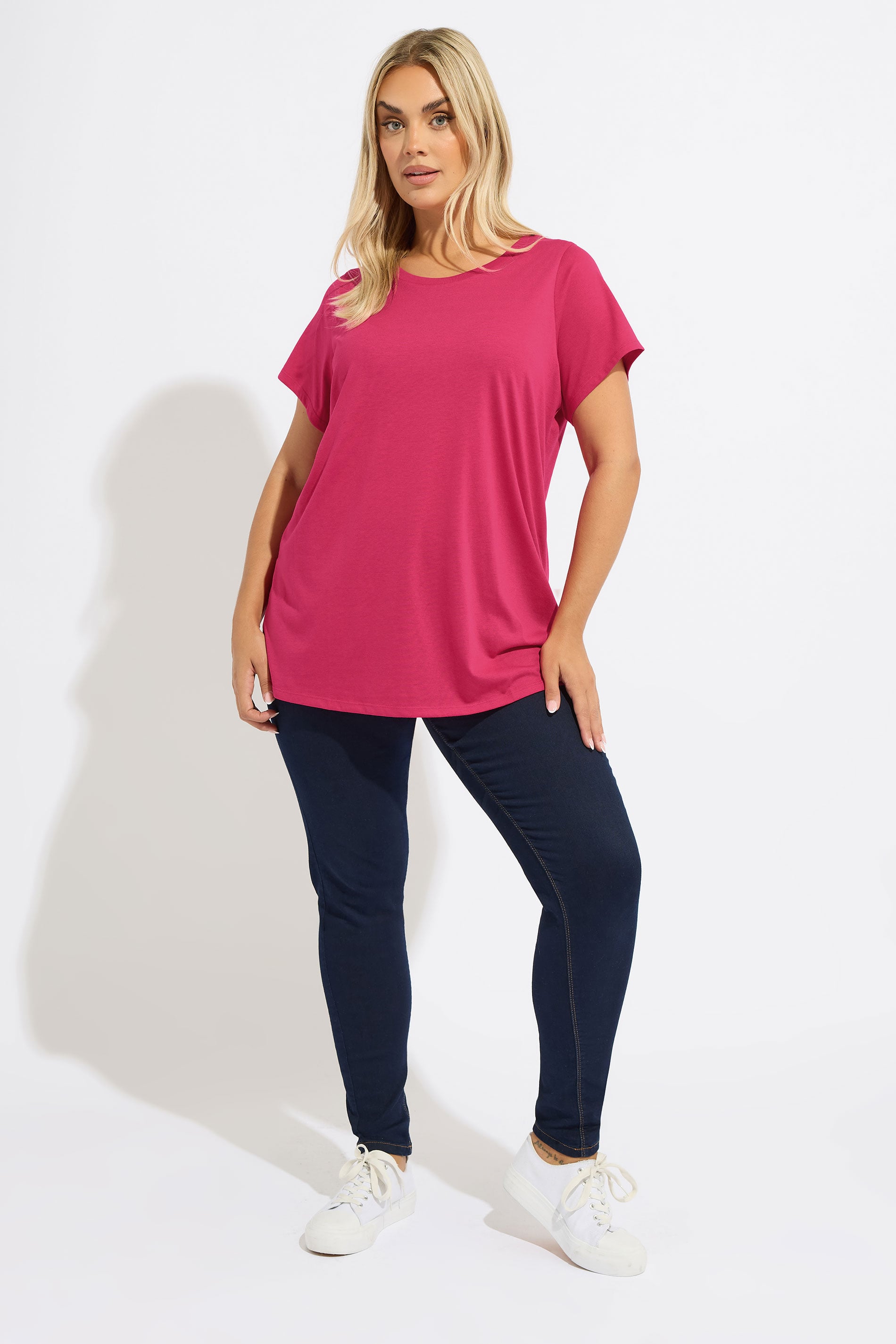 YOURS Plus Size Hot Pink Core T-Shirt | Yours Clothing 1