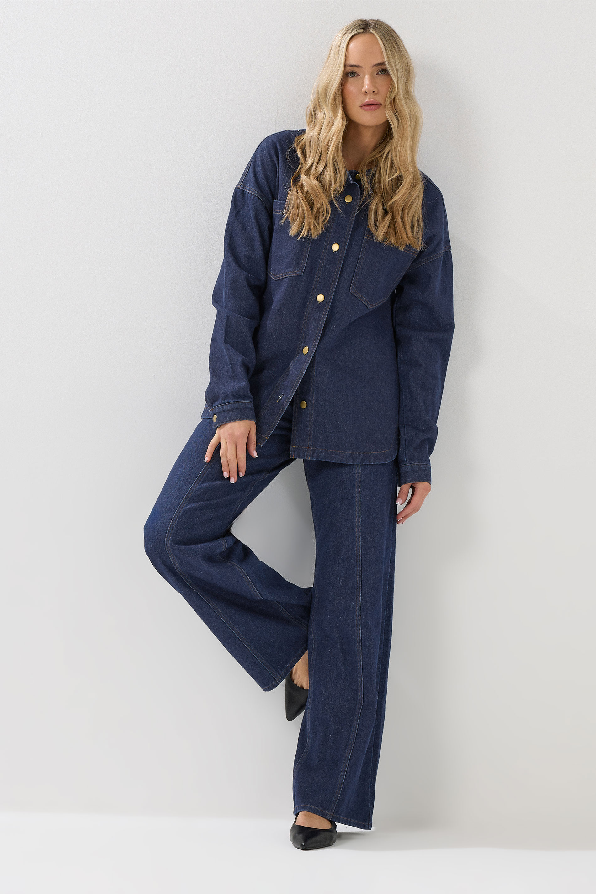 LTS Tall Blue Cotton Indigo Denim Shacket | Long Tall Sally 2