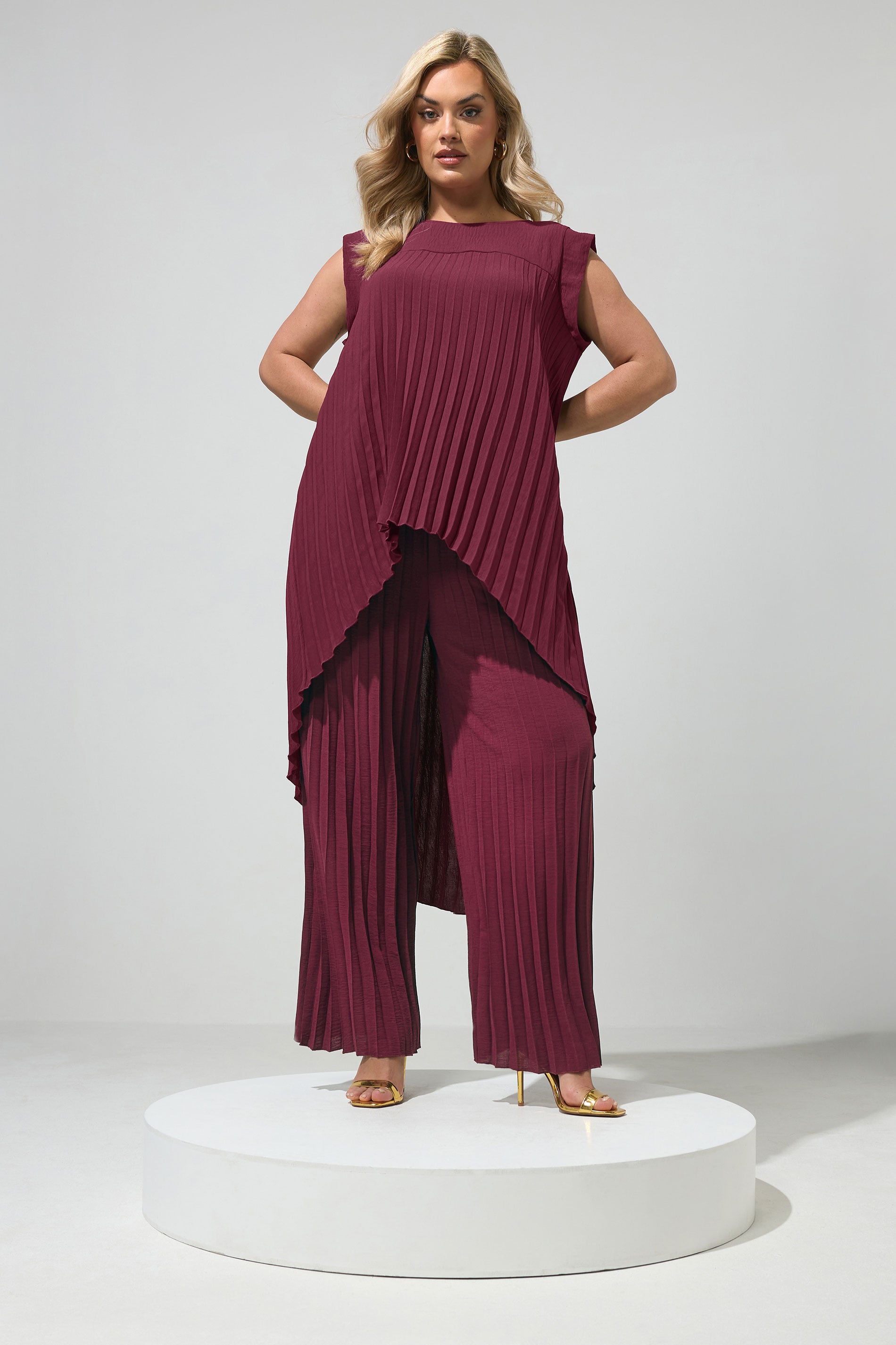 YOURS LONDON Plus Size Purple Pleated Trousers | Yours Clothing 3