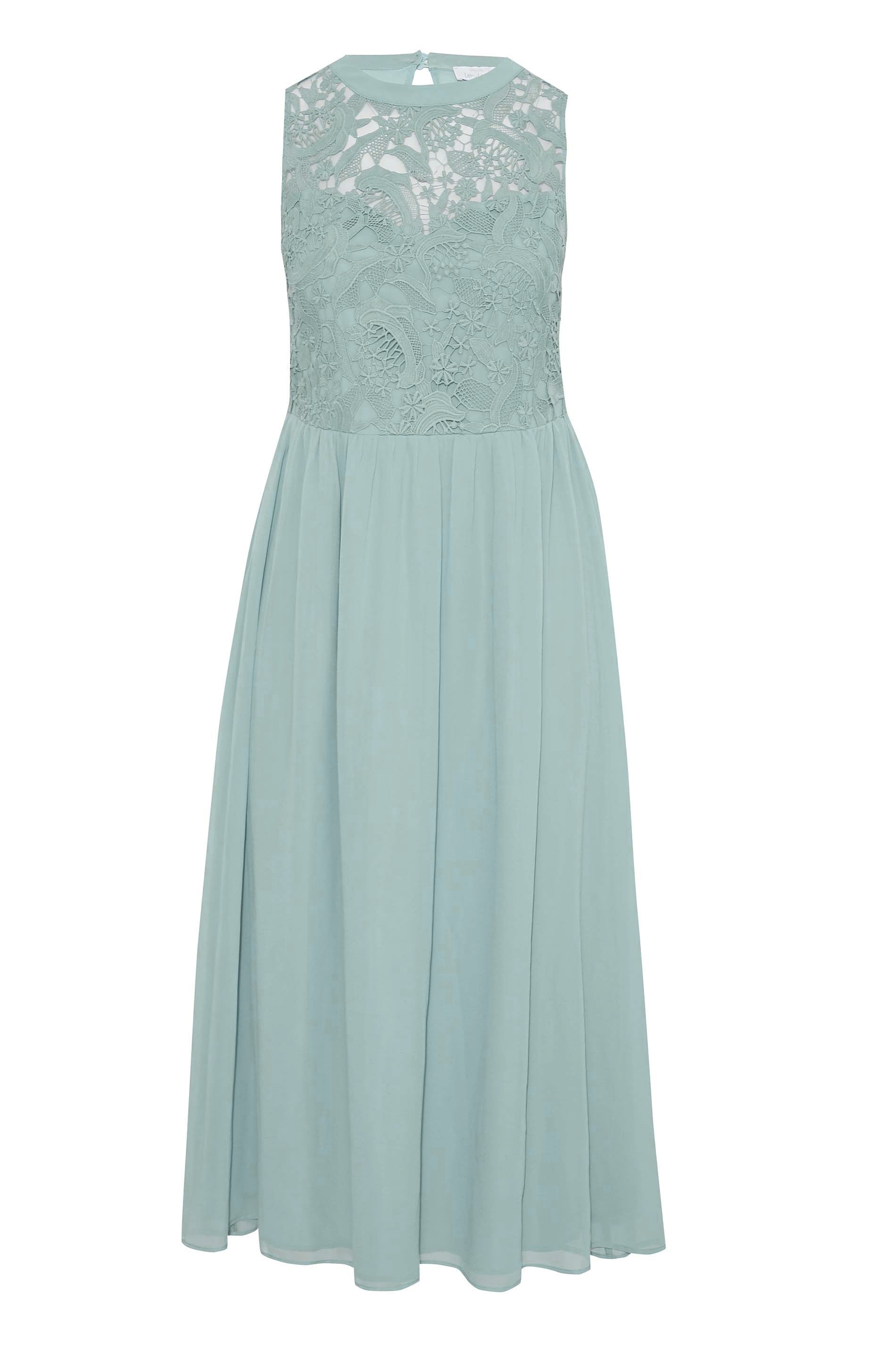 Plus Size YOURS LONDON Curve Ice Blue Lace Front Chiffon Maxi Dress | Yours Clothing  6