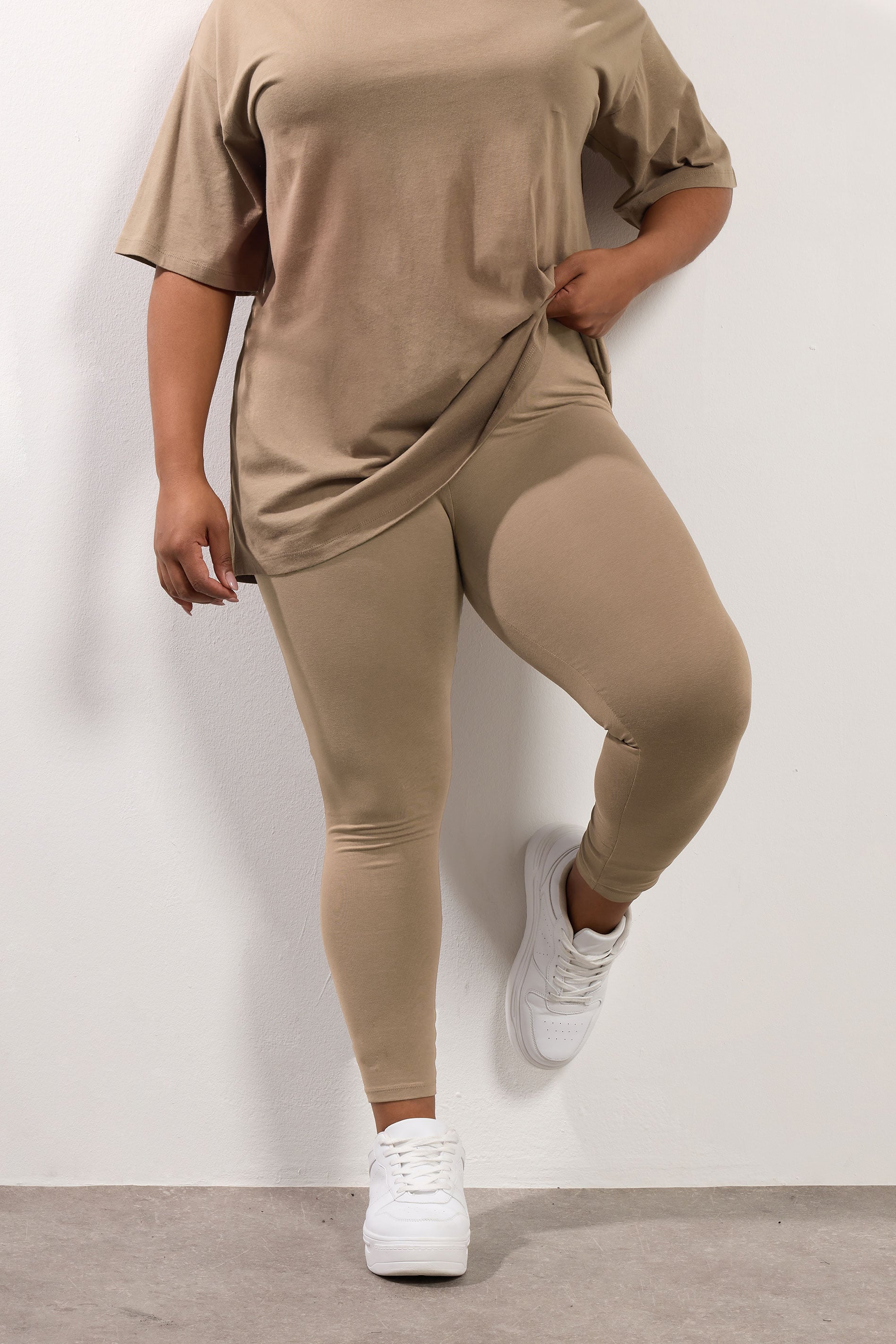 YOURS Plus Size Natural Brown Leggings | Yours Clothing 3