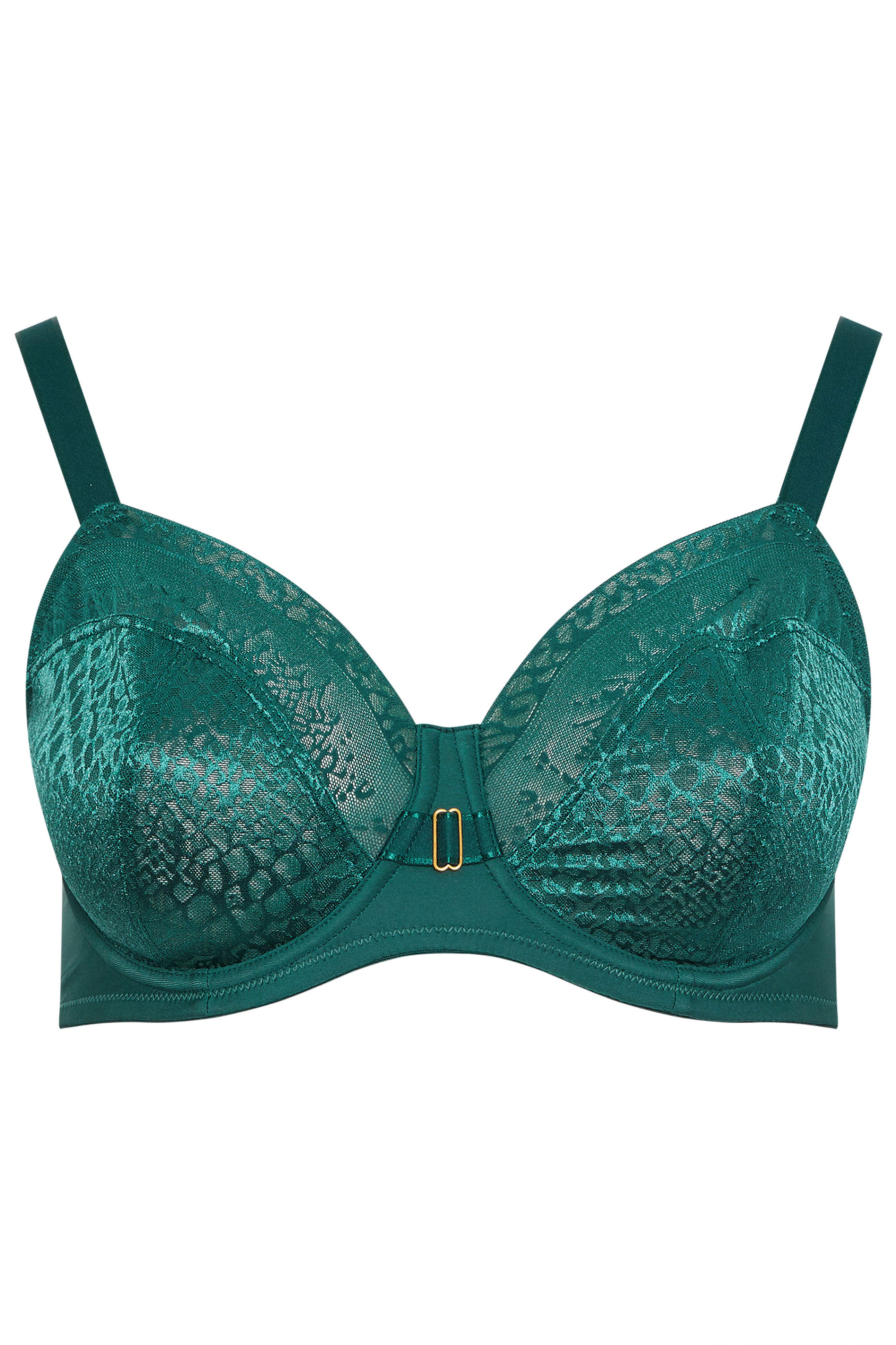 YOURS Plus Size Teal Green Underwired Lace Bras | Yours Clothing 4