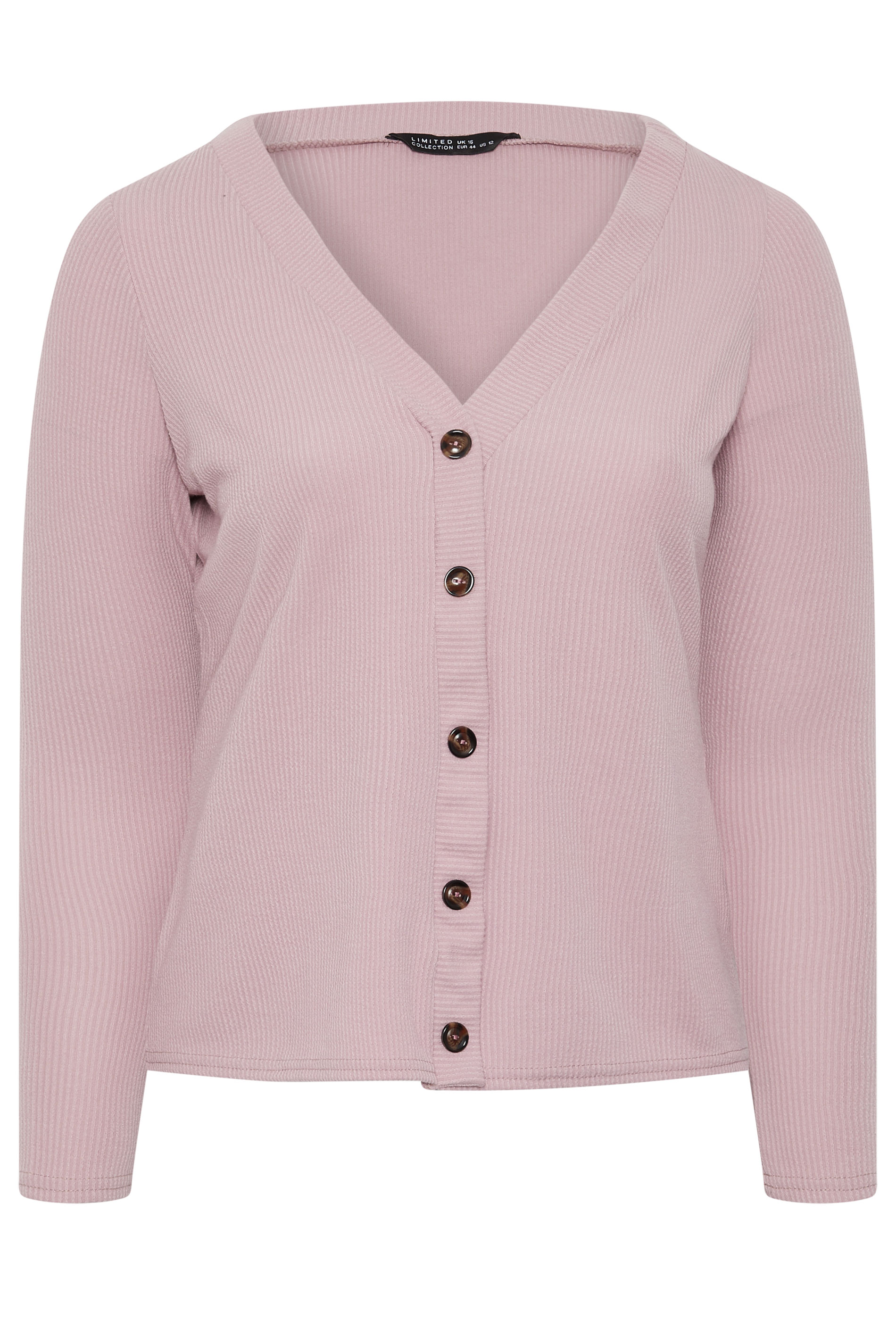 LIMITED COLLECTION Plus Size Pink Ribbed Button Cardigan | Yours Clothing 5