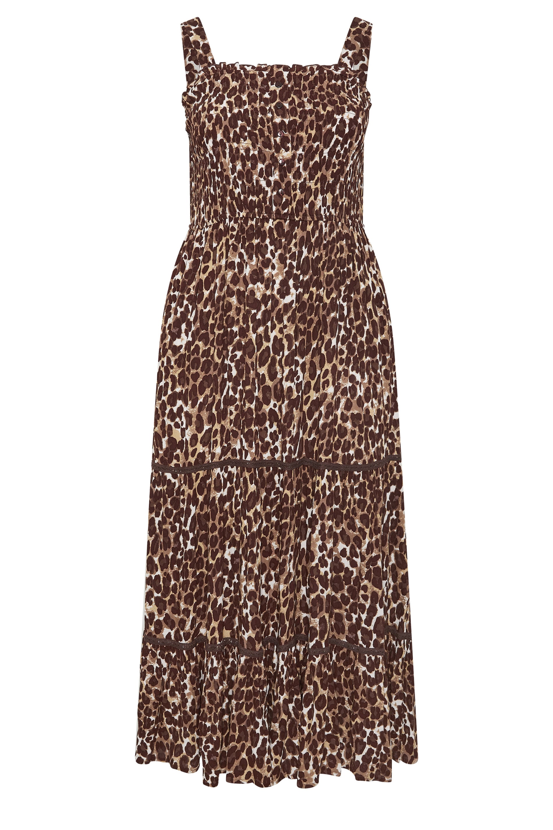 YOURS Plus Size Brown Leopard Placket Dress | Yours Clothing 5