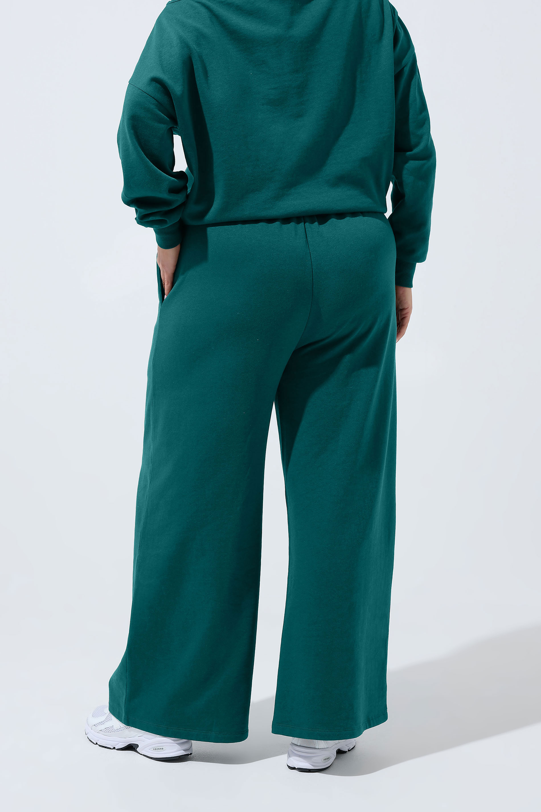 LIMITED COLLECTION Plus Size Forest Green Wide Leg Joggers | Yours Clothing 2