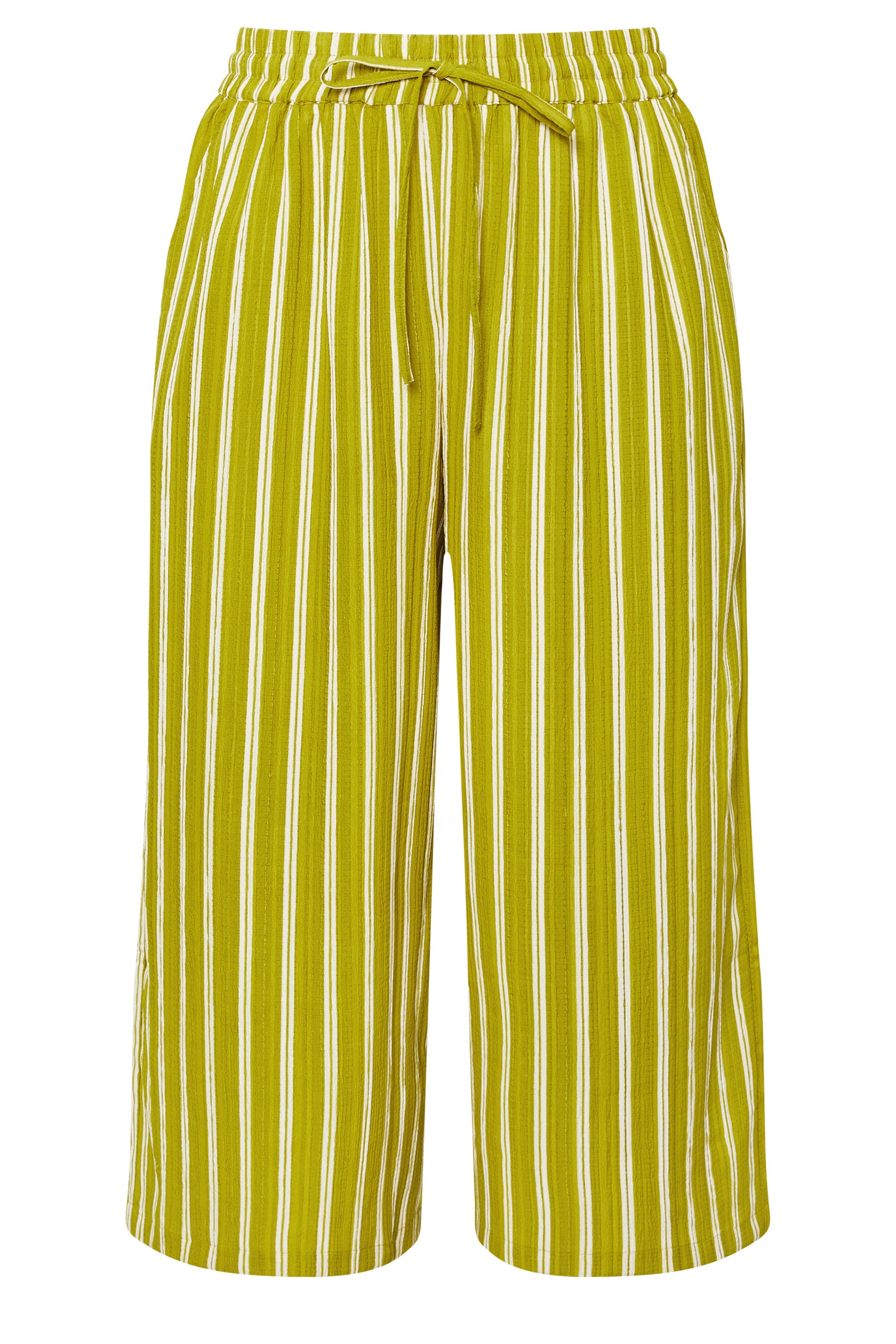 YOURS Plus Size Lime Green Stripe Midaxi Culottes | Yours Clothing 5