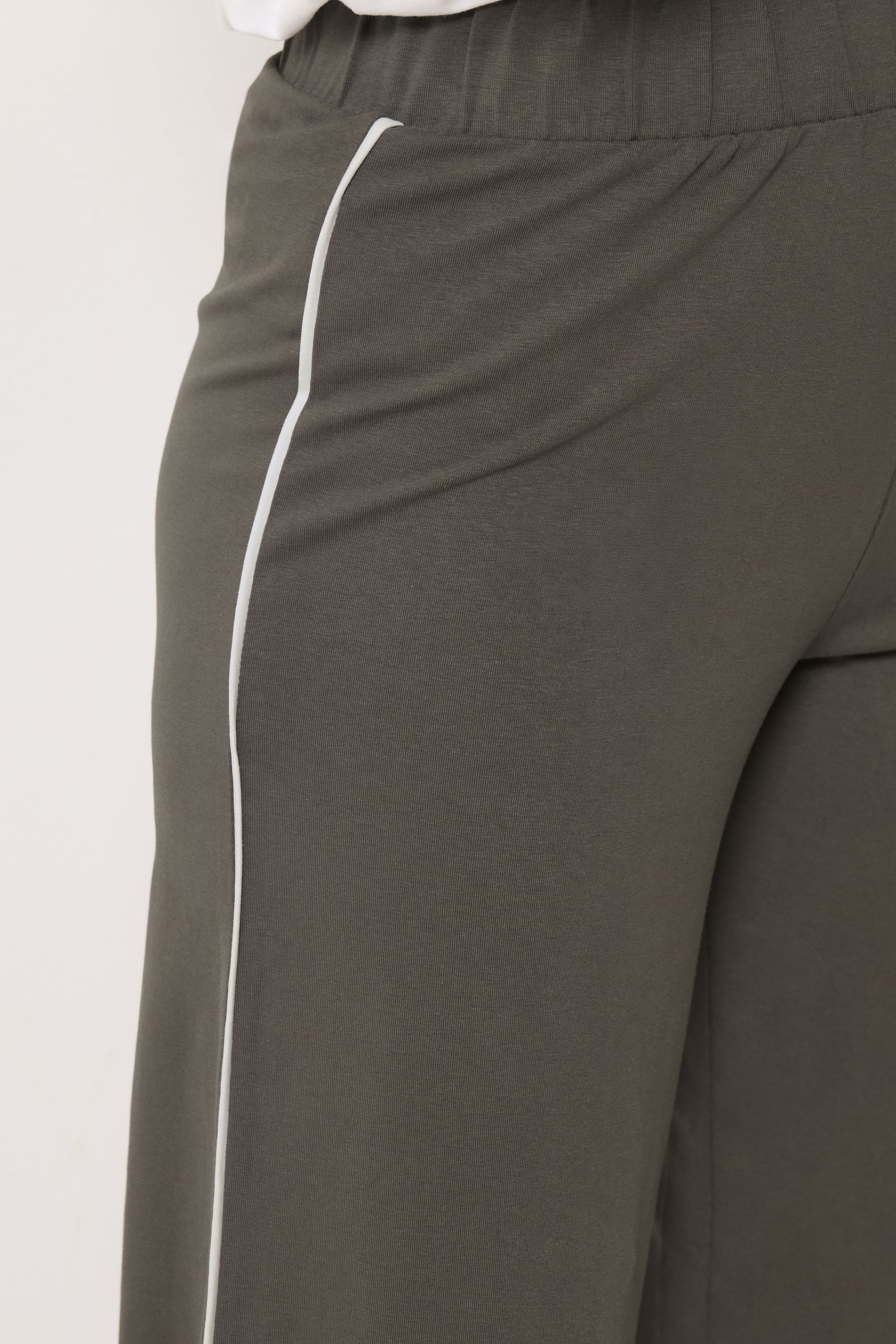 LTS Tall Women's Charcoal Grey Side Stripe Cotton Wide Leg Leggings | Long Tall Sally 5