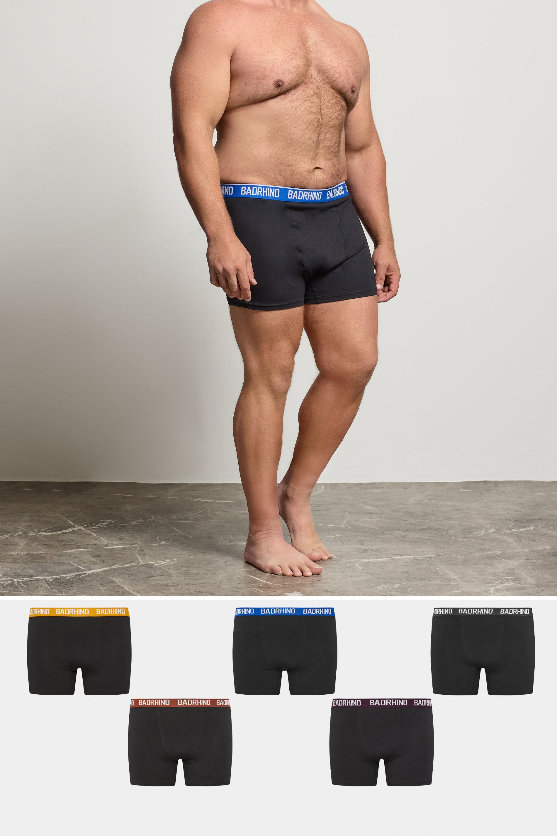 BadRhino 5 PACK Blue/Yellow/Brown/Purple/Black Band Boxers | BadRhino 3