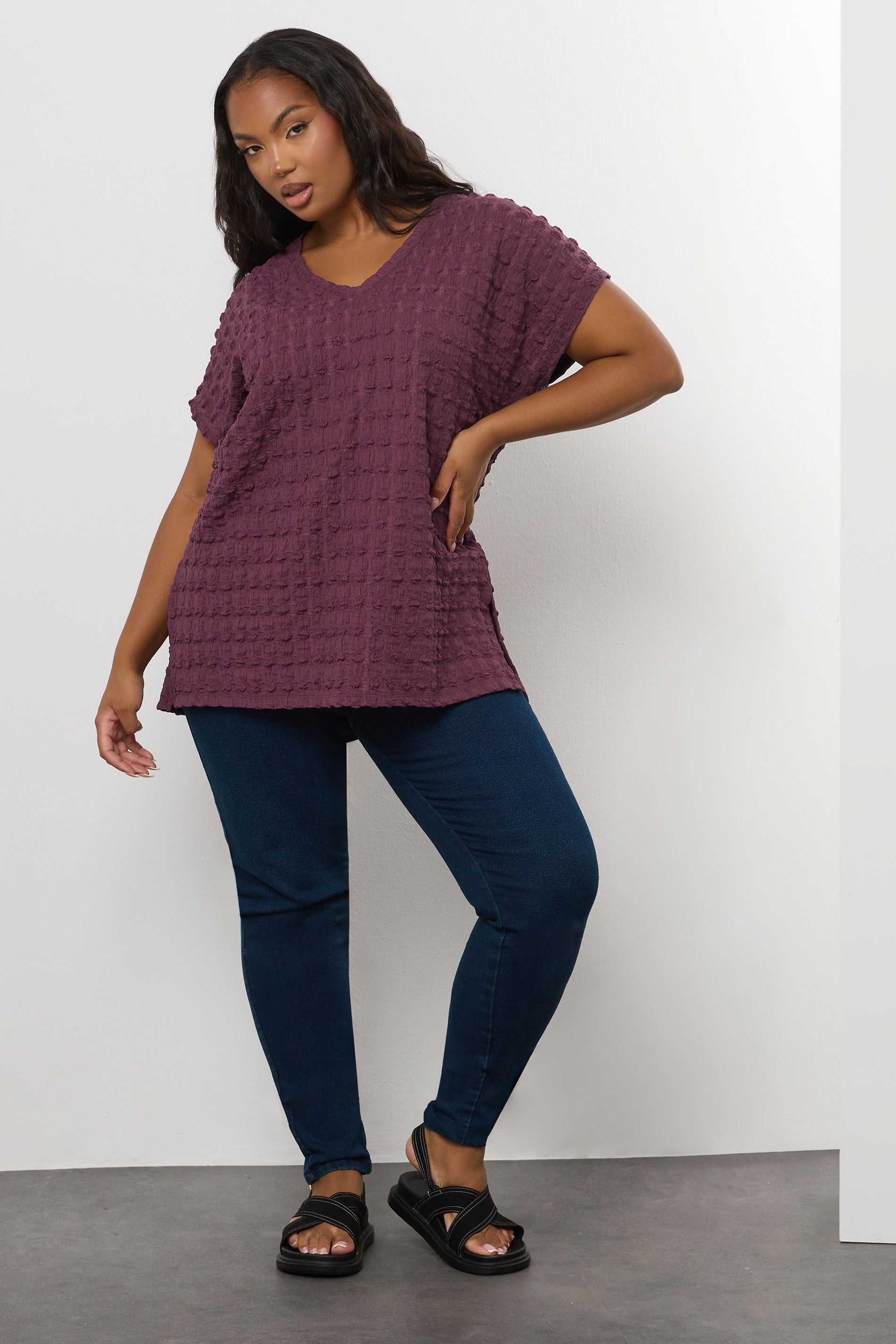 YOURS Plus Size Pink Bubble Textured T-Shirt | Yours Clothing 1
