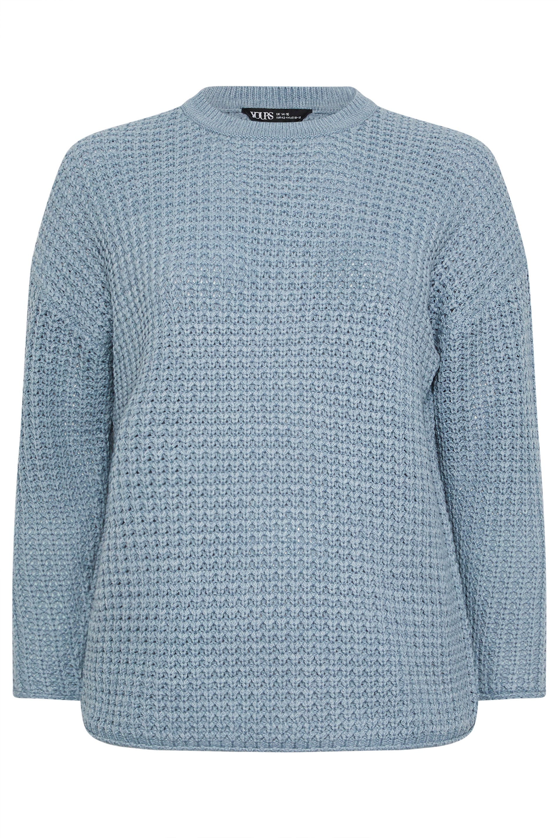 YOURS Plus Size Light Blue Waffle Knit Jumper | Yours Clothing 5
