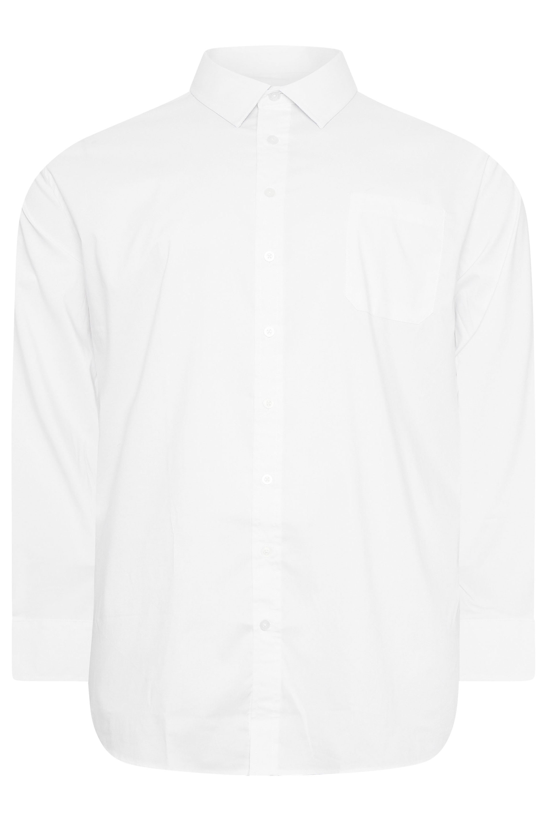 D555 Big & Tall White Long Sleeve Non Iron Stretch Shirt | BadRhino 2