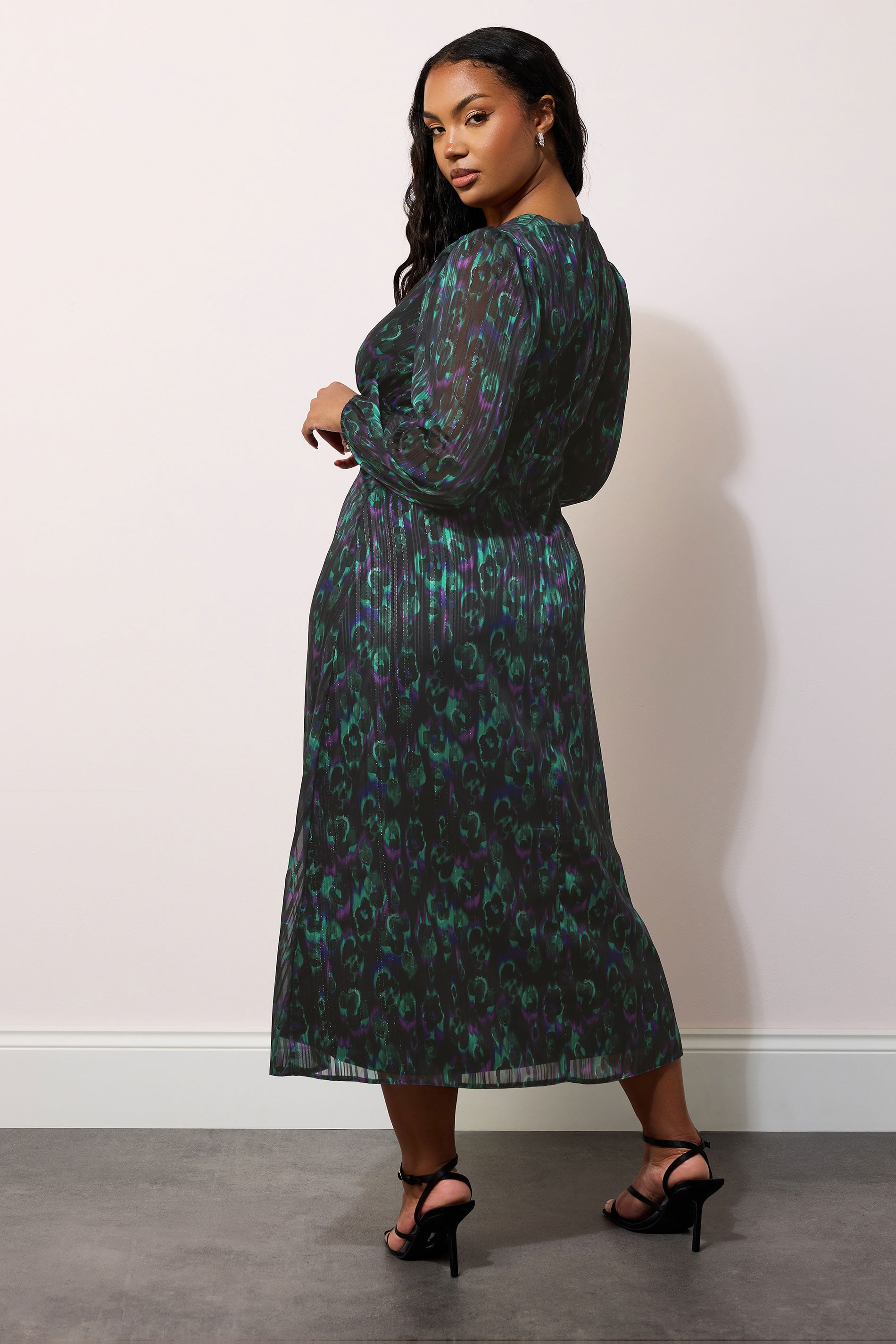 YOURS LONDON Plus Size Black Metallic Animal Maxi Dress | Yours Clothing 2