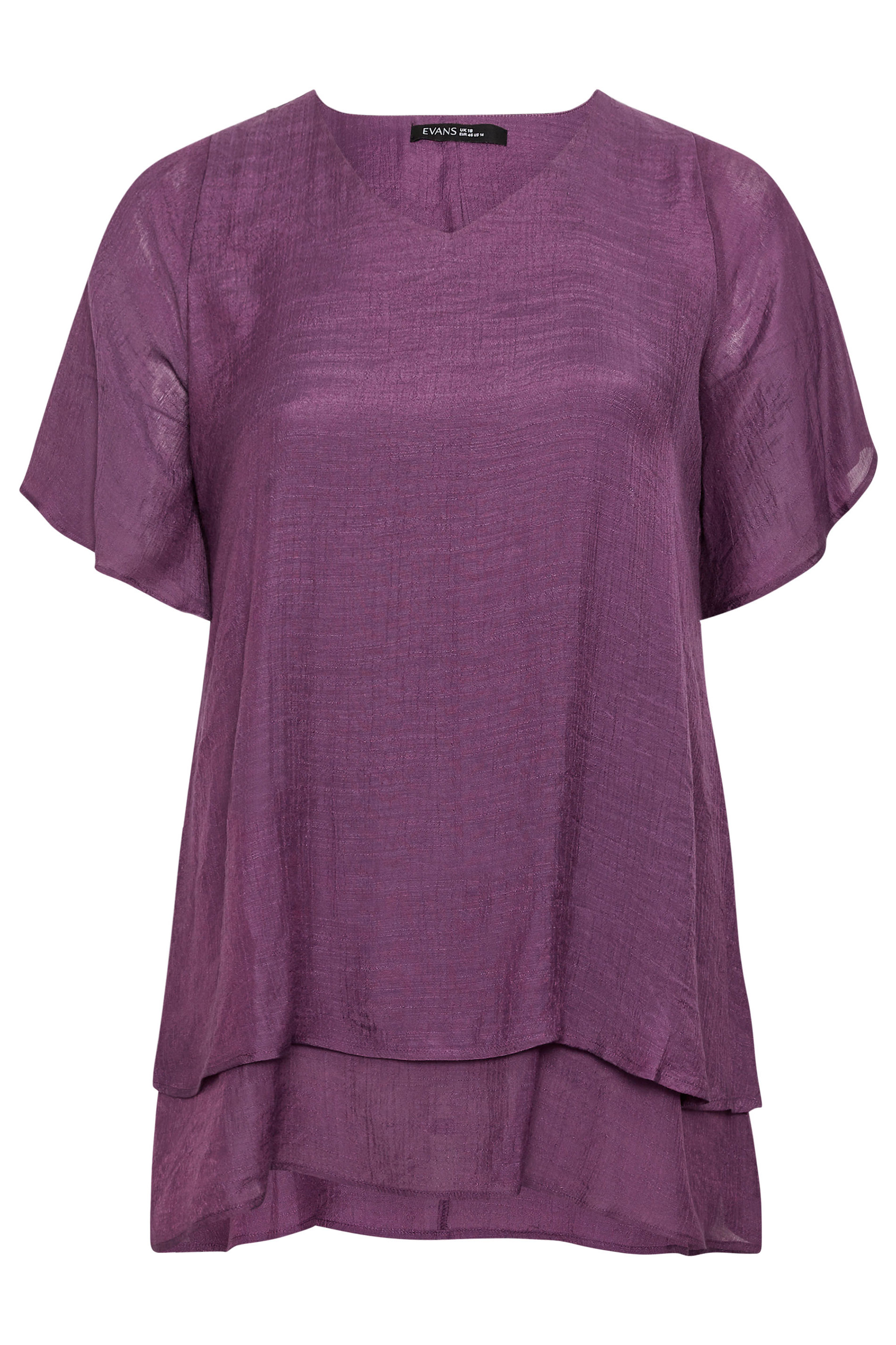 EVANS Plus Size Purple Double Layer Angel Top | Evans 5