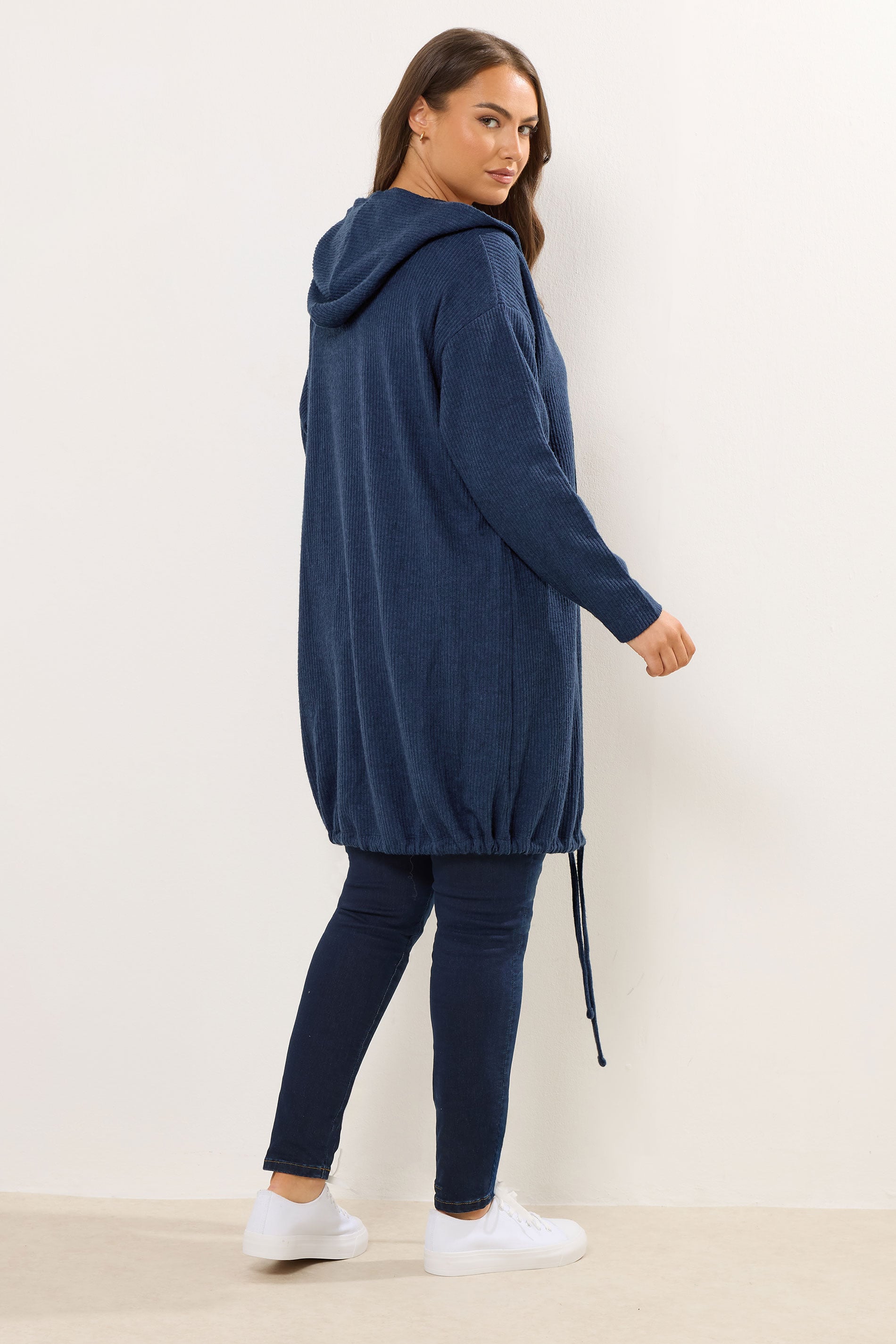 YOURS Plus Size Navy Blue Ribbed Soft Touch Cardigan | Yours Clothing 2