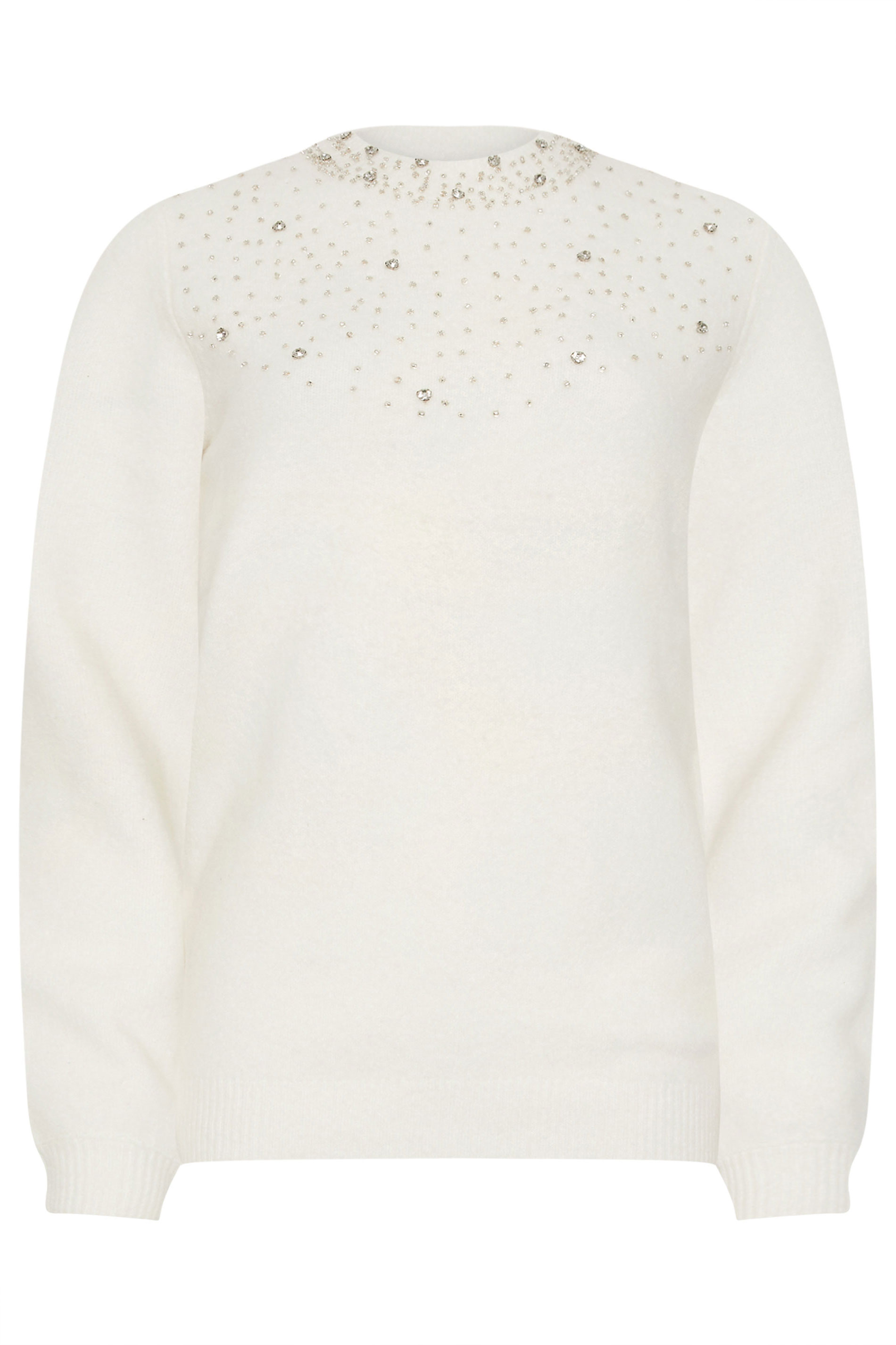 LTS Tall White Embellished Neck Jumper | Long Tall Sally 6