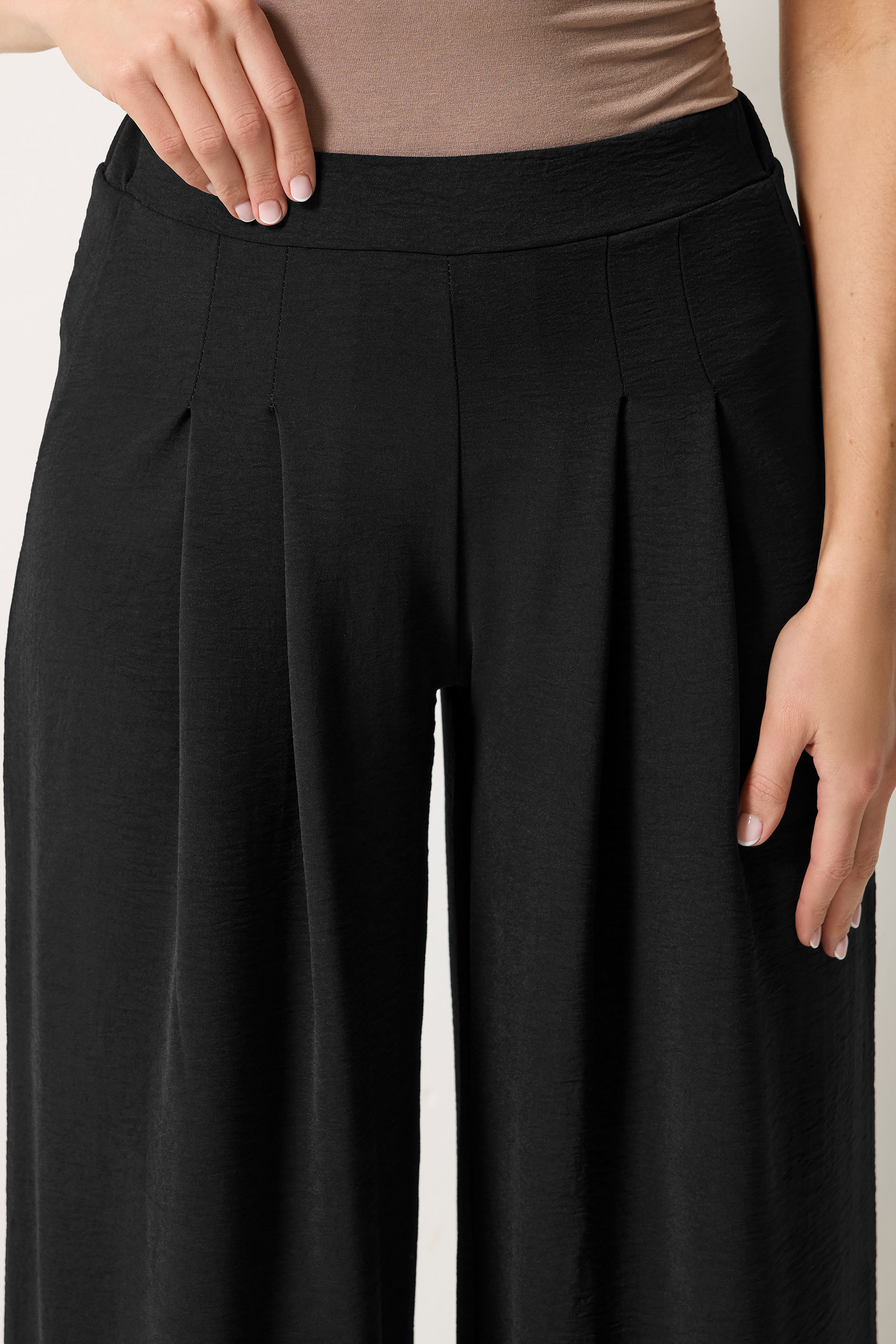 LTS Tall Women's Black Pleated Palazzo Wide Leg Trousers | Long Tall Sally 4