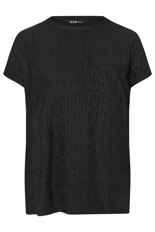 YOURS Plus Size Black Crinkle Plisse T-Shirt | Yours Clothing 5