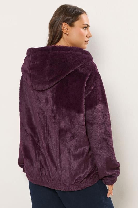 YOURS Plus Size Burgundy Red Faux Fur Hooded Jacket | Yours Clothing 4