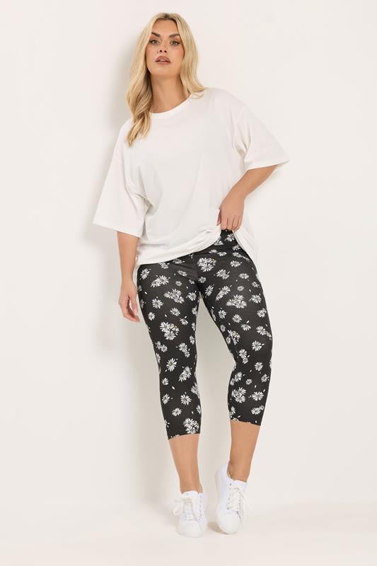 YOURSET 2 PACK Plus Size Black Daisy Cropped Leggings | Yours Clothing 4
