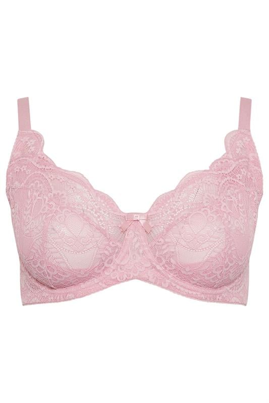 YOURS Plus Size Pink Swirl Lace Underwired Non-Padded Bra | Yours Clothing 5