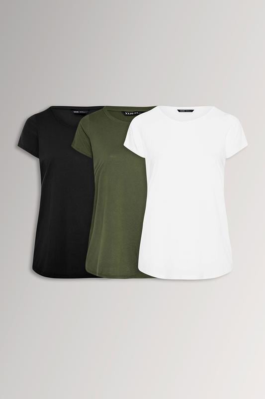 YOURSET 3 PACK Curve Green & Black Core T-Shirts