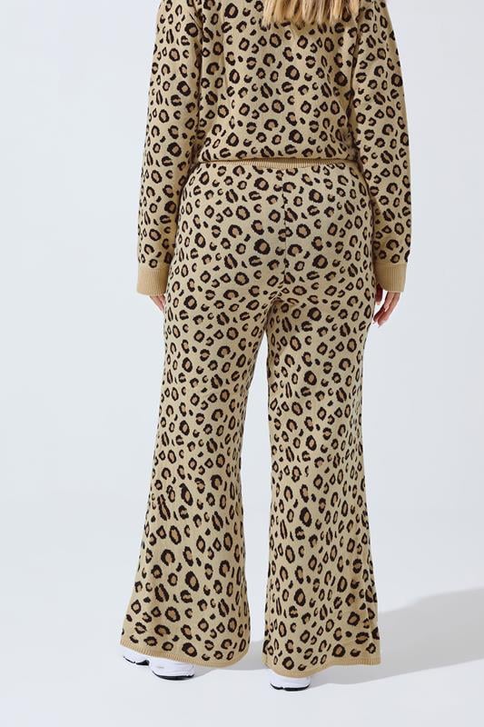 LIMITED COLLECTION Plus Size Natural Brown Leopard Print Wide Leg Trousers | Yours Clothing  2