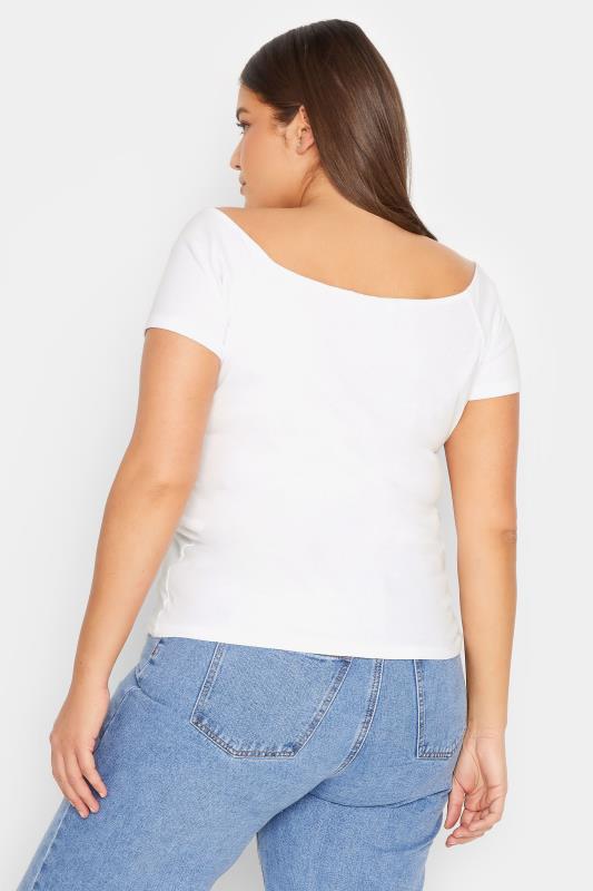 LTS Tall White Bardot Short Sleeve Top | Long Tall Sally  3