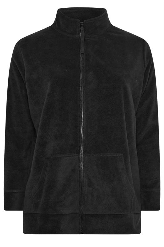 YOURS Plus Size Black Zip Fleece Jacket | Yours Clothing 5