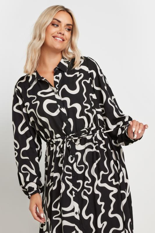 YOURS Plus Size Black Swirl Print Shirt Dress | Yours Clothing 4