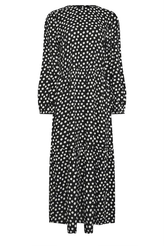 LTS Tall Women's Black Spot Print Tiered Smock Dress | Long Tall Sally 6