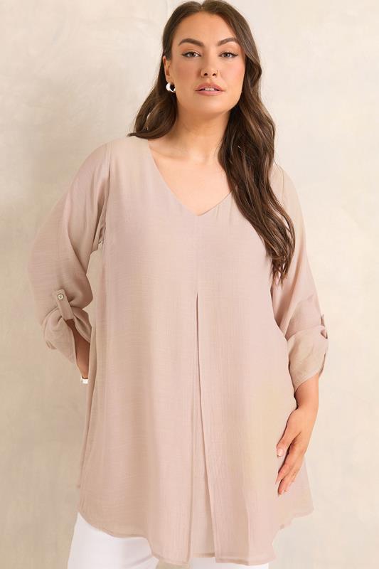  EVANS Curve Blush Pink Double Layer Blouse