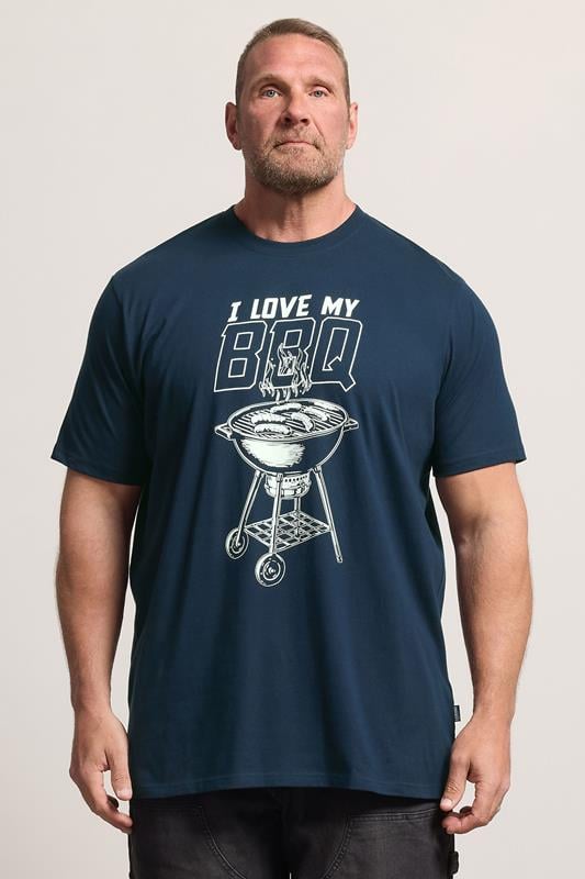 BadRhino Big & Tall Navy Blue Extra Long 'My BBQ' Graphic T-Shirt | BadRhino 1