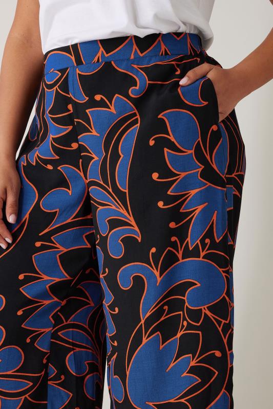 EVANS Plus Size Black Abstract Print Crepe Wide Leg Trousers | Evans  4