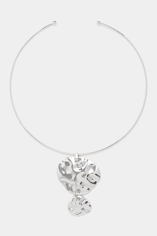 Silver Tone Circle Pendant Collar Necklace | Yours Clothing 1
