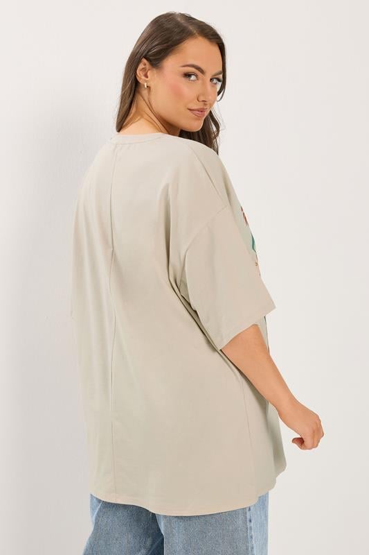 YOURS Plus Size Natural Brown Floral Graphic T-Shirt | Yours Clothing 4